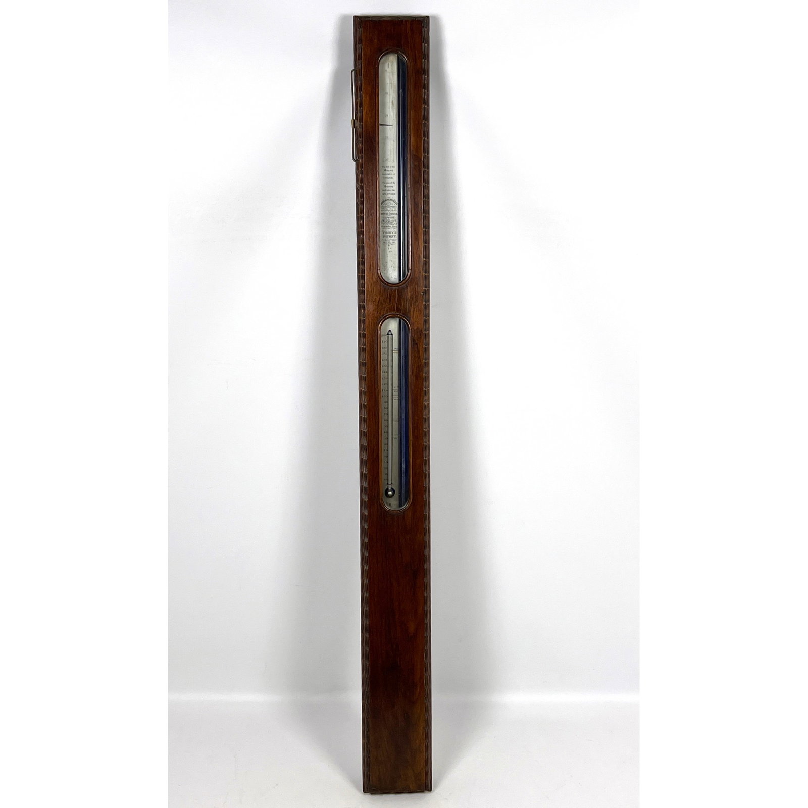 19th century American stick barometer and integrated thermometer manufactured by John M. Merrick and (1 of 13)