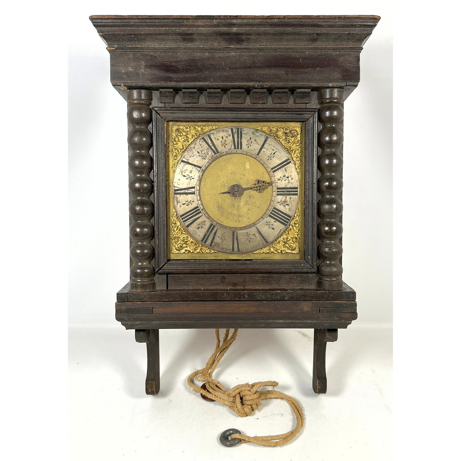 early 18th-century English 30-hour hooded wall clock by the maker William Budgen of Reigate. (1 of 12)