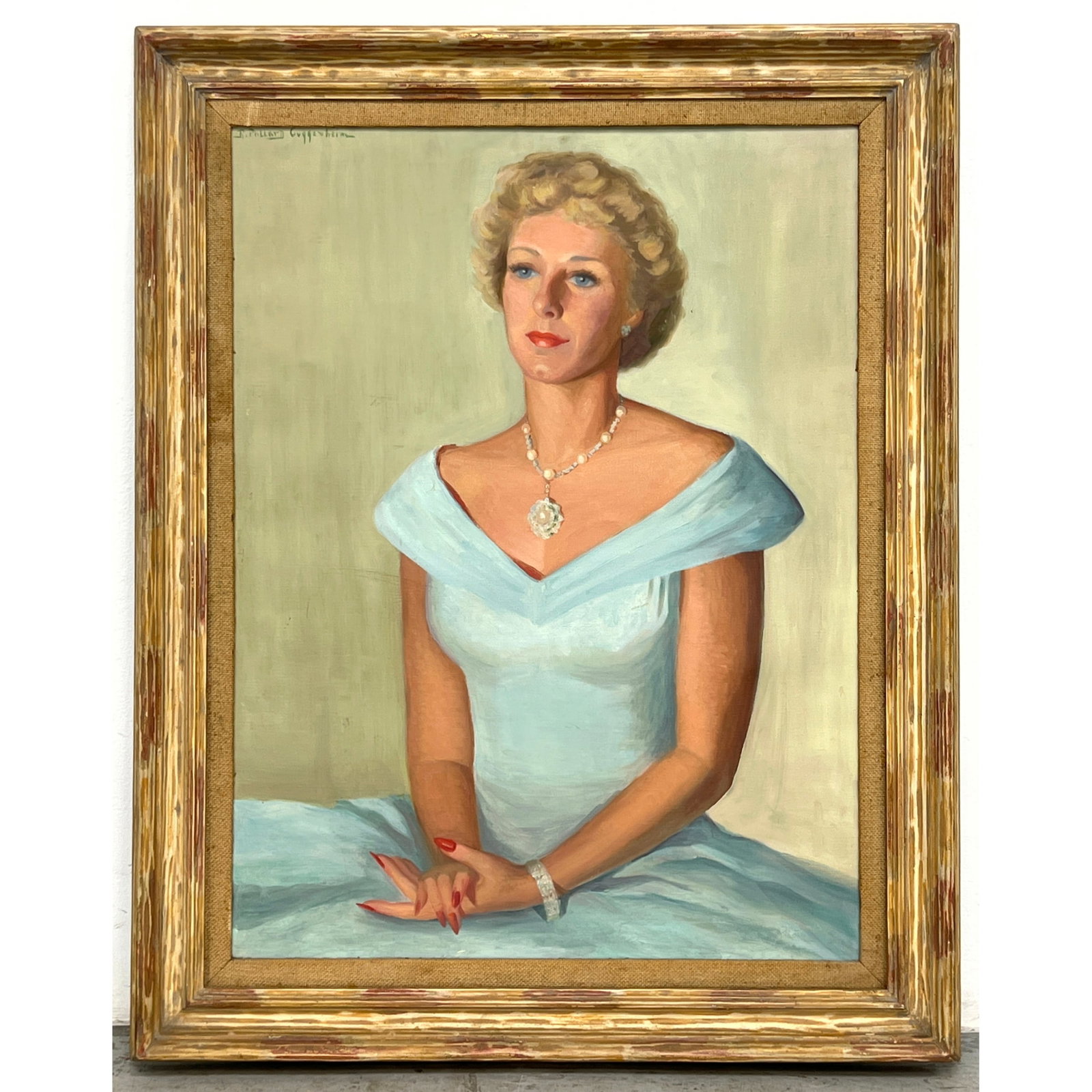 R POLLARD GUGGENHEIM 20th C Portrait Painting. Elegant Sitter is Identified as Patsy McCormick-Goodh (1 of 9)