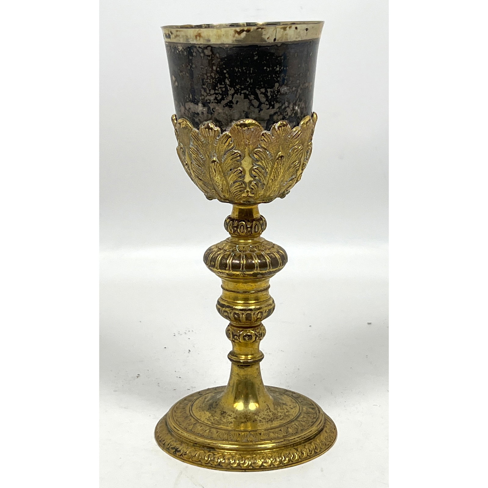 19th century ecclesiastical-style chalice is constructed from multiple cast and turned components of (1 of 9)