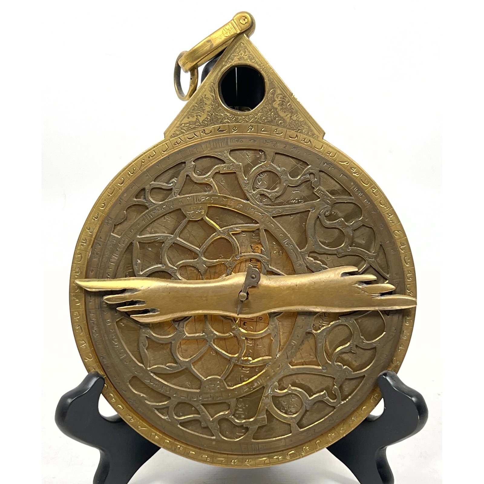 Antique Brass Astrolabe. Arabic or Farsi Texts. Historical scientific instrument used for calculatin (1 of 8)