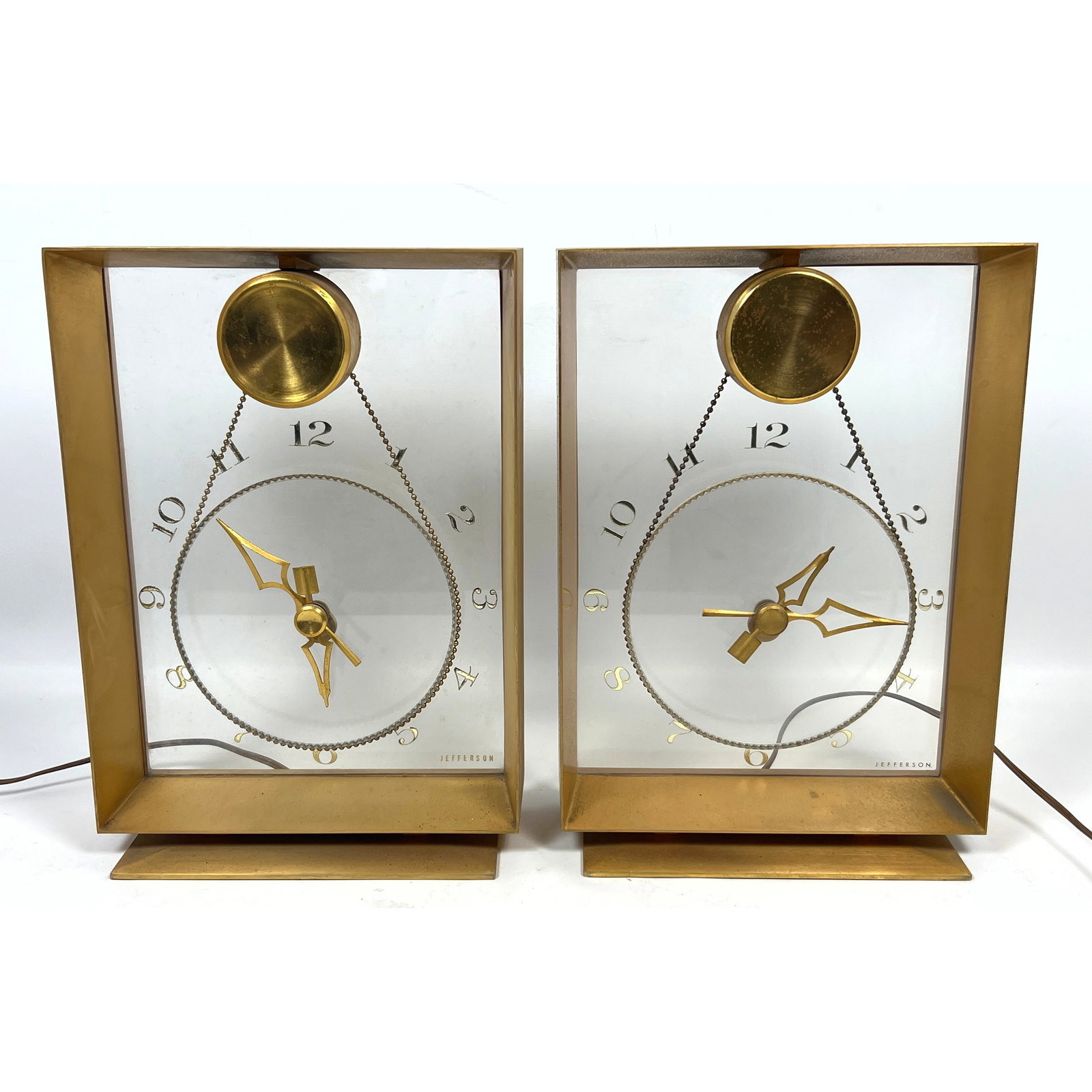 Pair of vintage Jefferson Suspense electric mystery mantel clocks, produced by the Jefferson Electri (1 of 12)