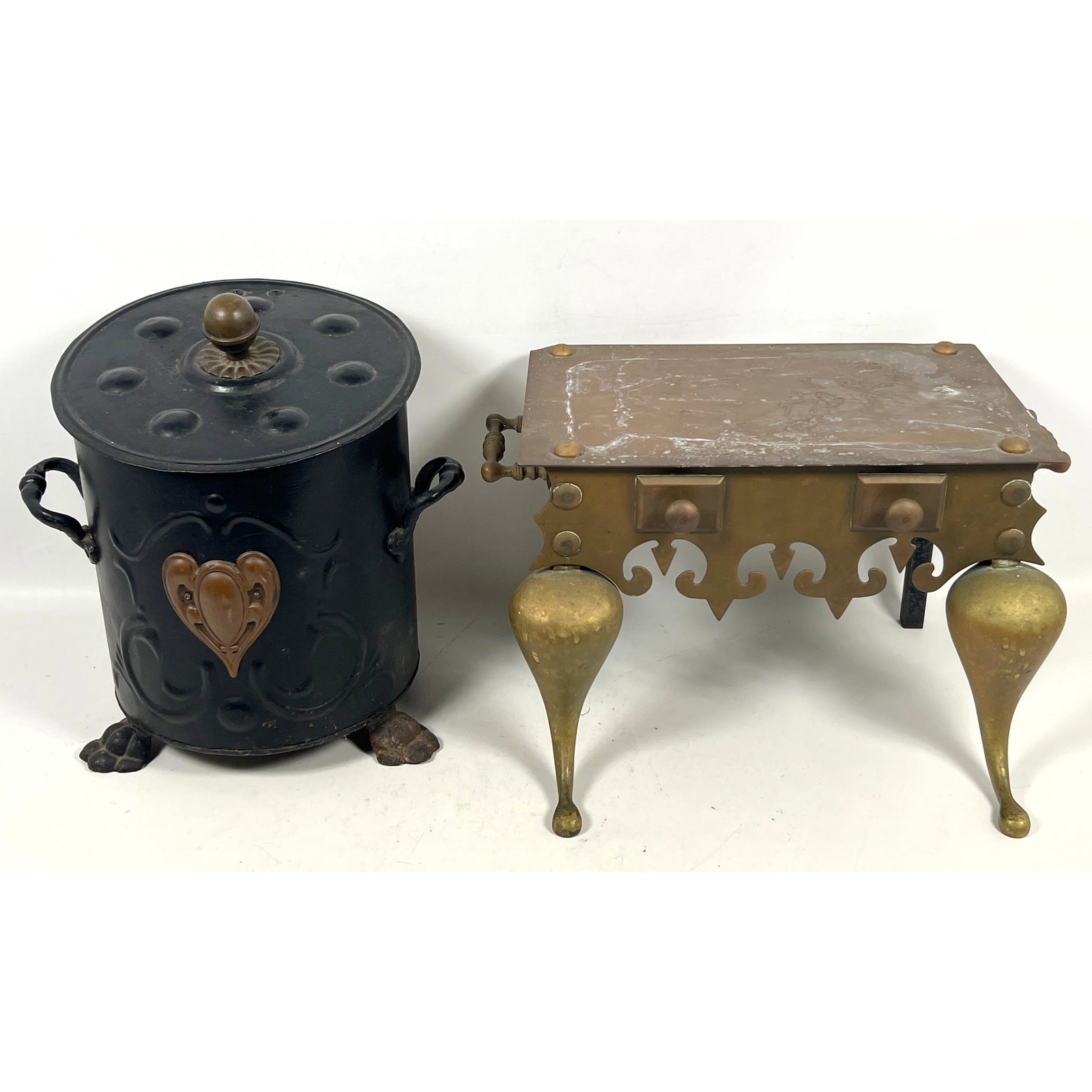 2pcs. Coal scuttle and a fireplace footman. Arts and Crafts. (1 of 13)