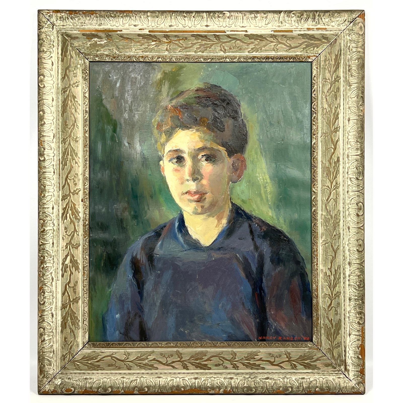 NANCY RANSON 48 Portrait Painting Young Boy. Expressive brush strokes. Signed. (1 of 9)