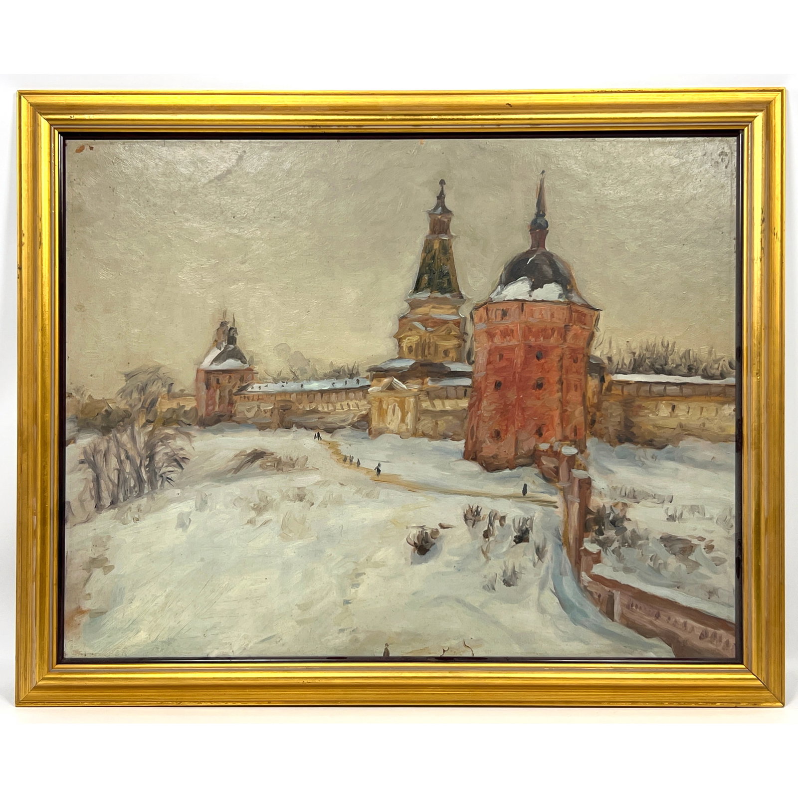 Moscow Russia Painting on Board. Saint Basil's Cathedral in Winter. Possibly Victor Schuman (1 of 10)