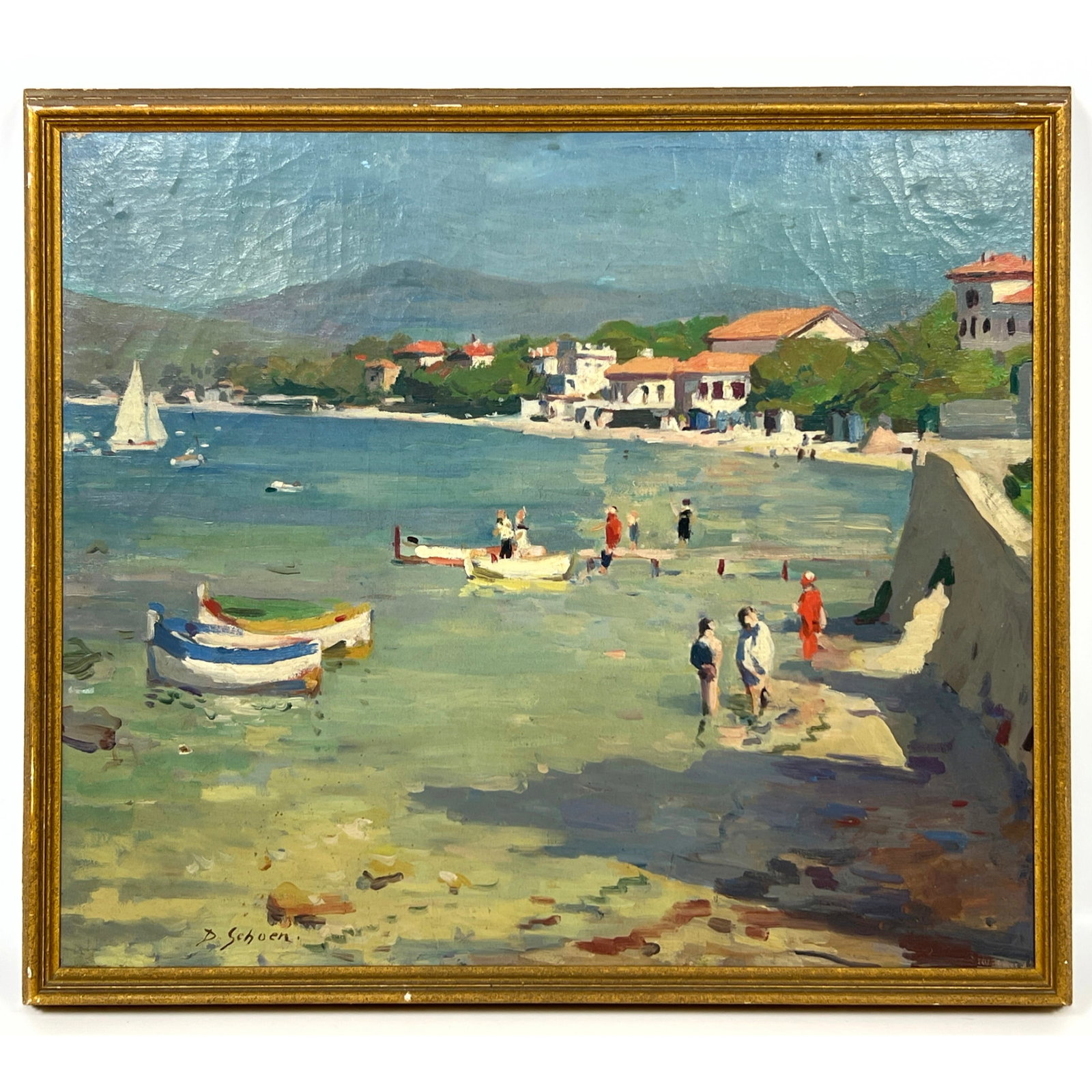D. Schoen Painting on Canvas. Mediterranean coastal scene. (1 of 10)
