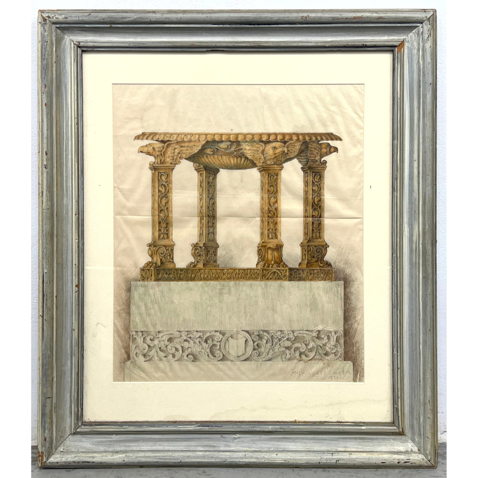 Original architectural design drawing, dated 1931,Milwaukee Court H. Neo-Classical or Beaux-Arts (1 of 8)