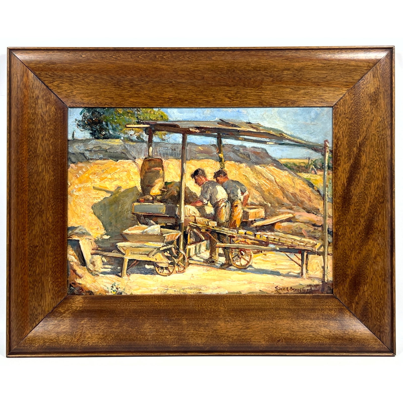 Frank E. Beresford original oil painting on academy board. Laborers. Sussex Pug-Ups (1 of 13)