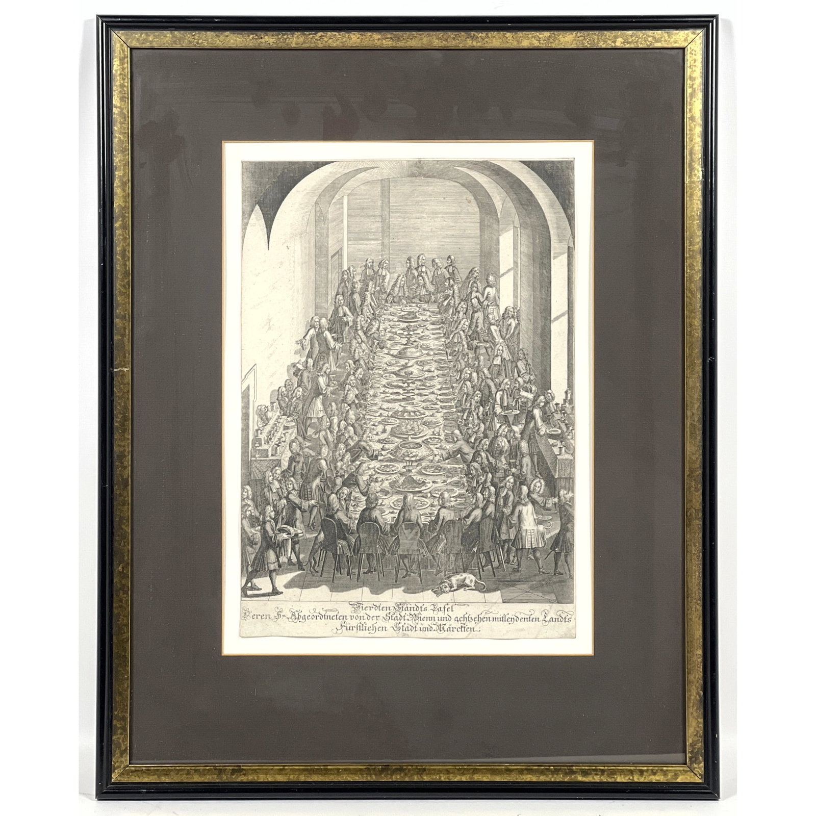 Vintage Engraving Grand Formal Banquet for Deputies of Vienna and Other neighboring towns. German Te (1 of 9)