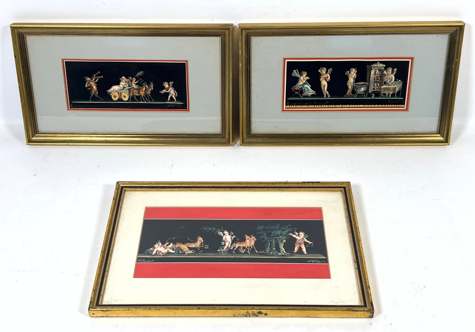 3 Vintage Pompeii Paintings. Gouache on paper. (1 of 20)