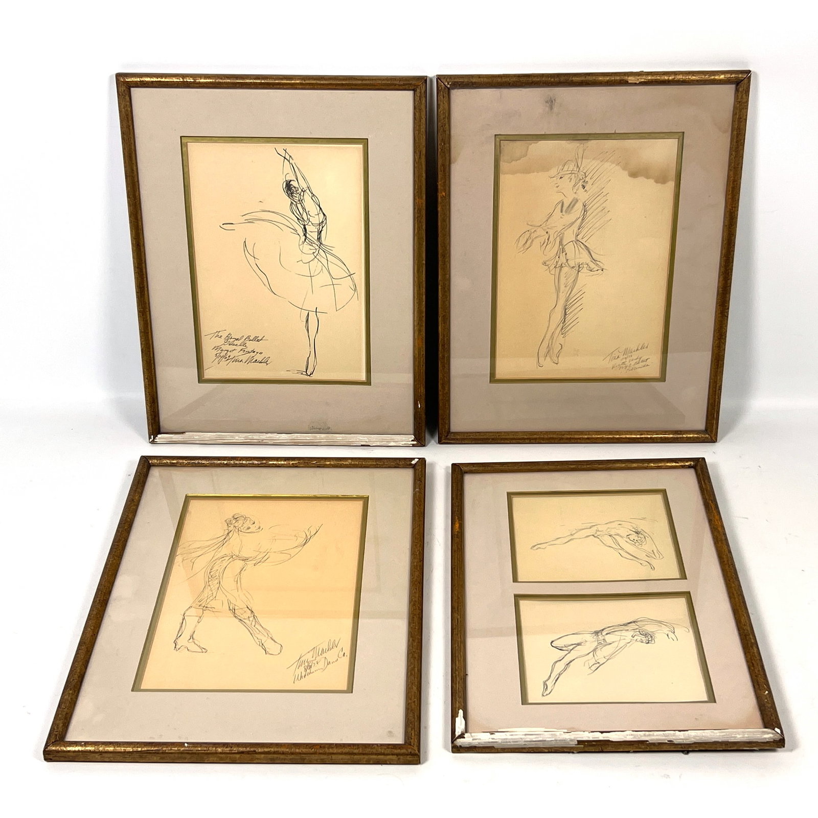 Set 4 Fashion Danver Drawings. Signed Tina Mackler. Drawing of different ballerinas. (1 of 19)