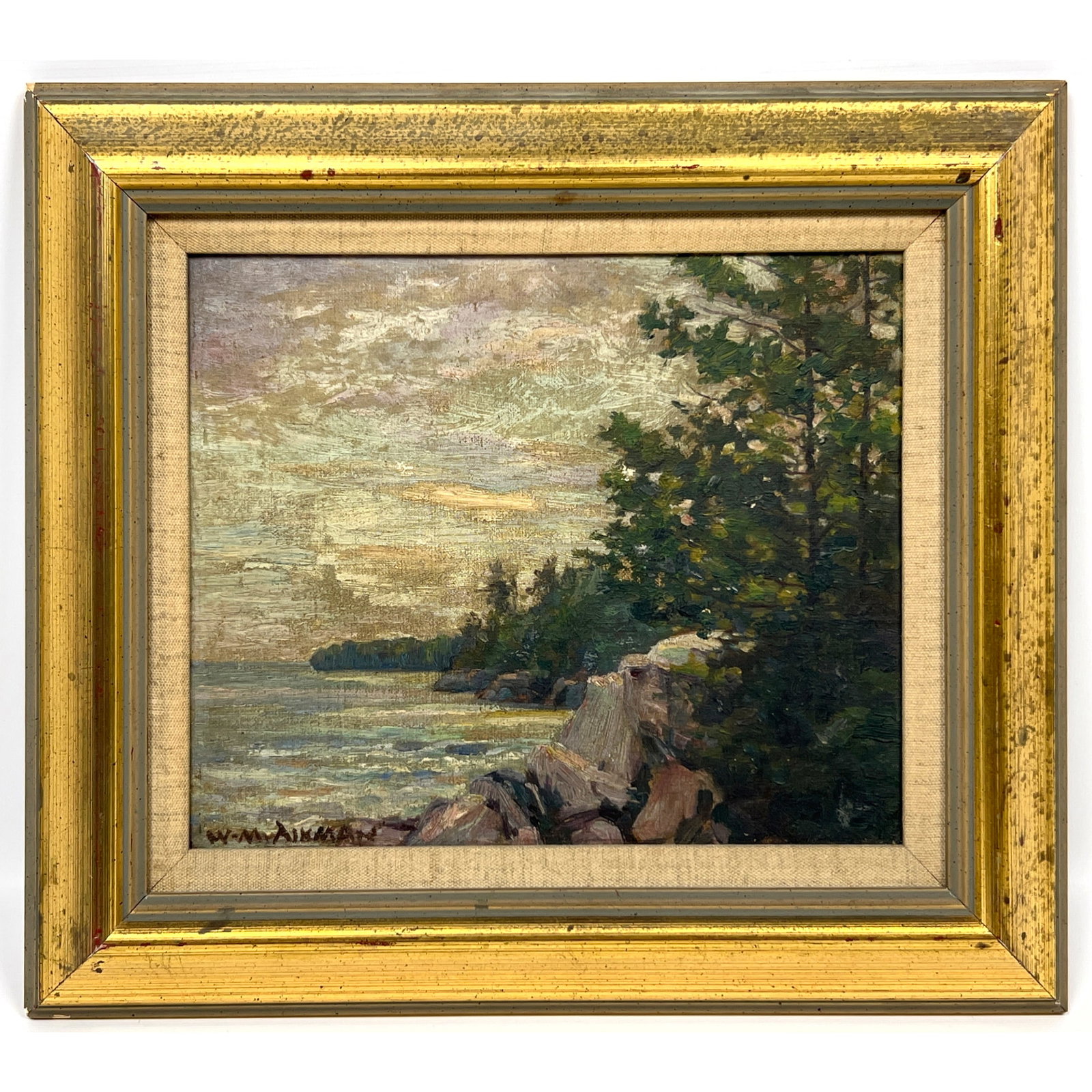 Walter Monteith Aikman Painting on Canvas. Rocky Coast Line. (1 of 8)