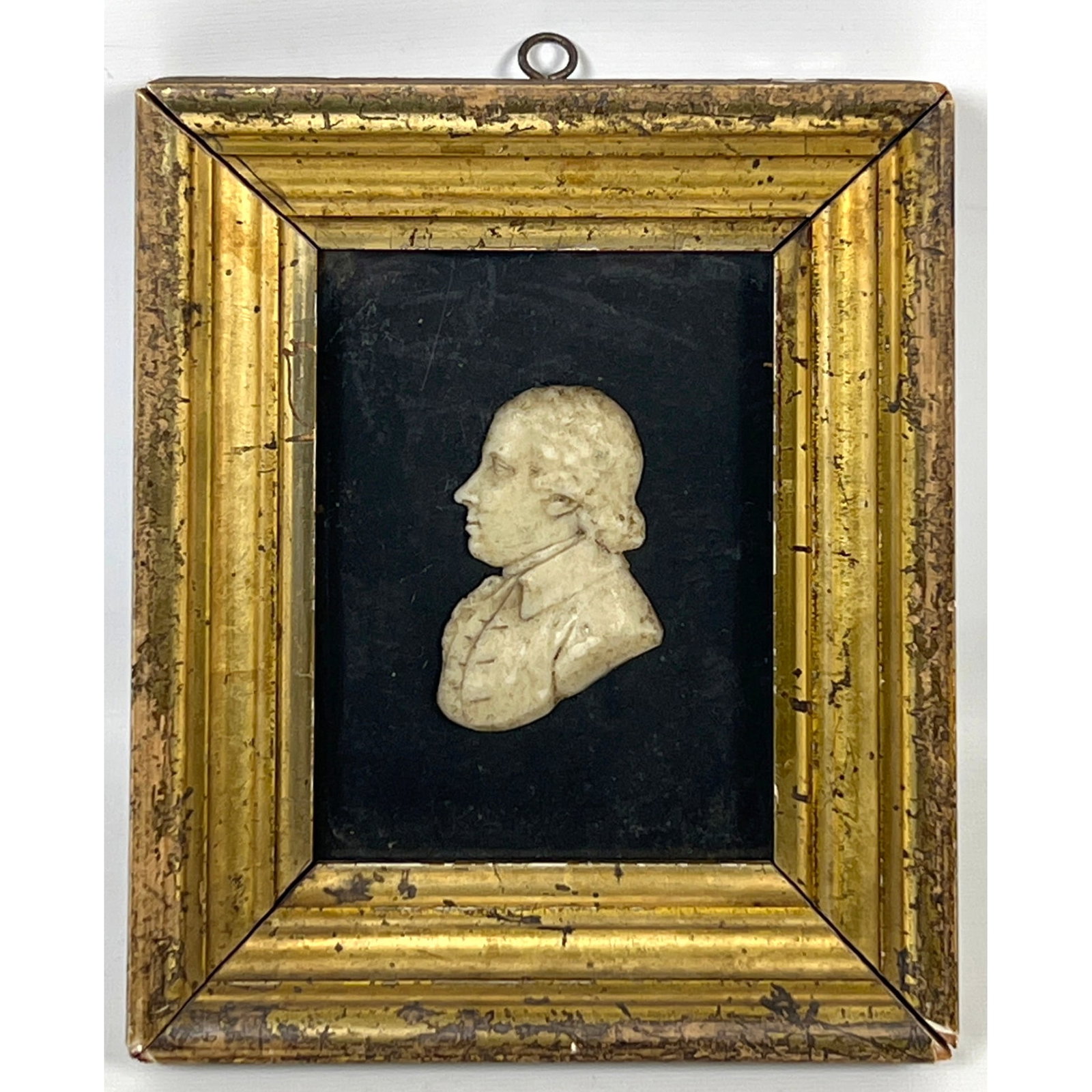 Antique wax portrait relief Carving sculpture depicts a gentleman in profile, rendered in the Neocla: Antique wax portrait relief Carving sculpture depicts a gentleman in profile, rendered in the Neoclassical style. Dimensions: Height: 8 inches, Width: 6.75 inches. --- US Packing and Shipping charge: 