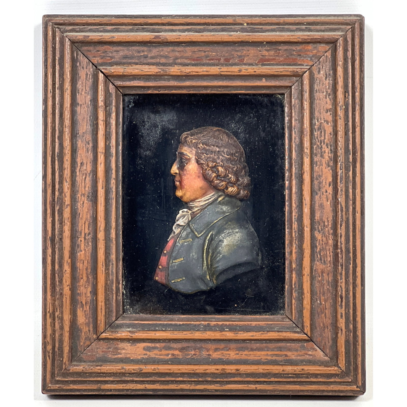 Antique Painted 3 Dimensional Painted Wax Portrait of Great Potter Josiah Wedgwood. Surrey College. (1 of 7)