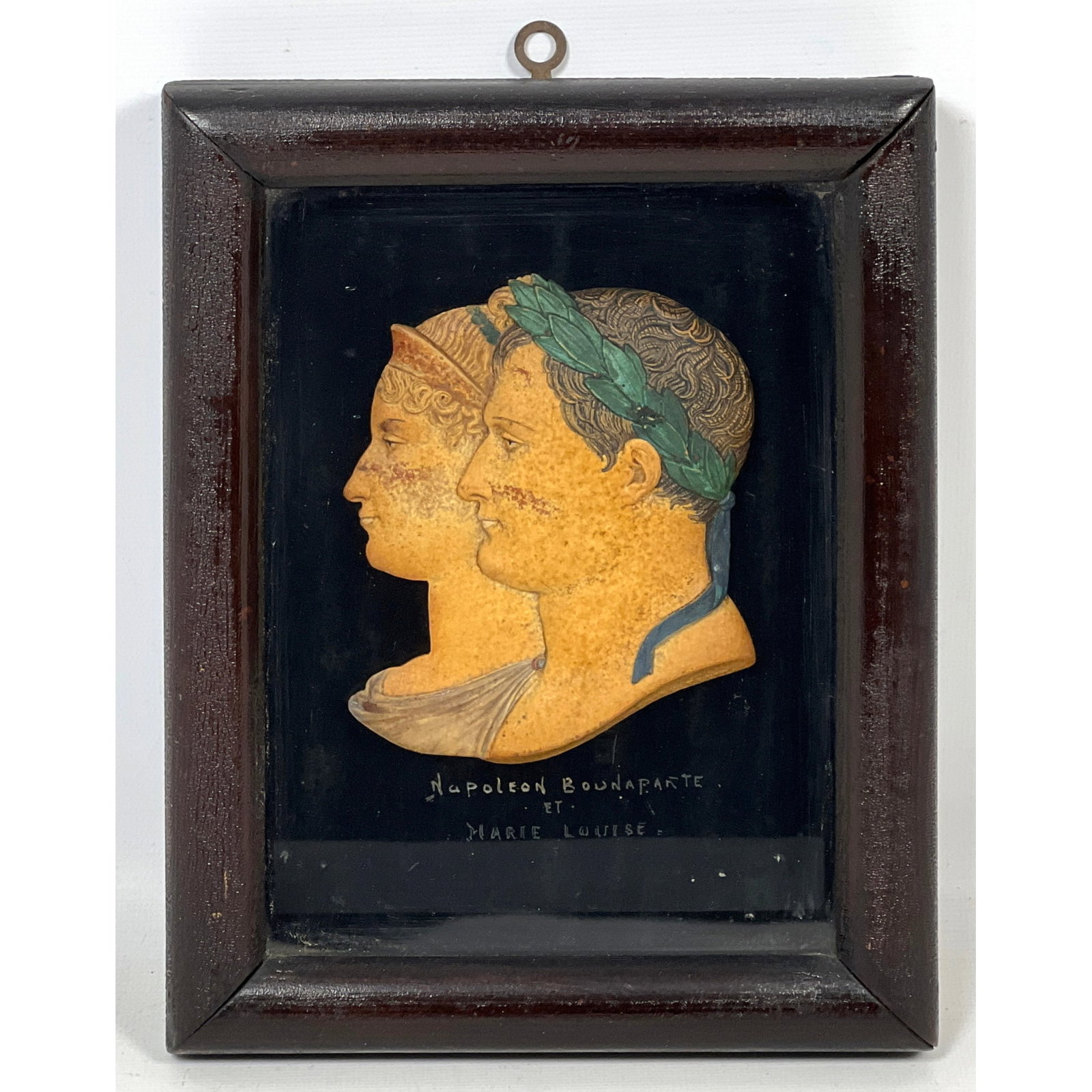 Antique Neoclassical wax relief carving sculpture depicting conjugate profile portraits of Napoleon (1 of 6)