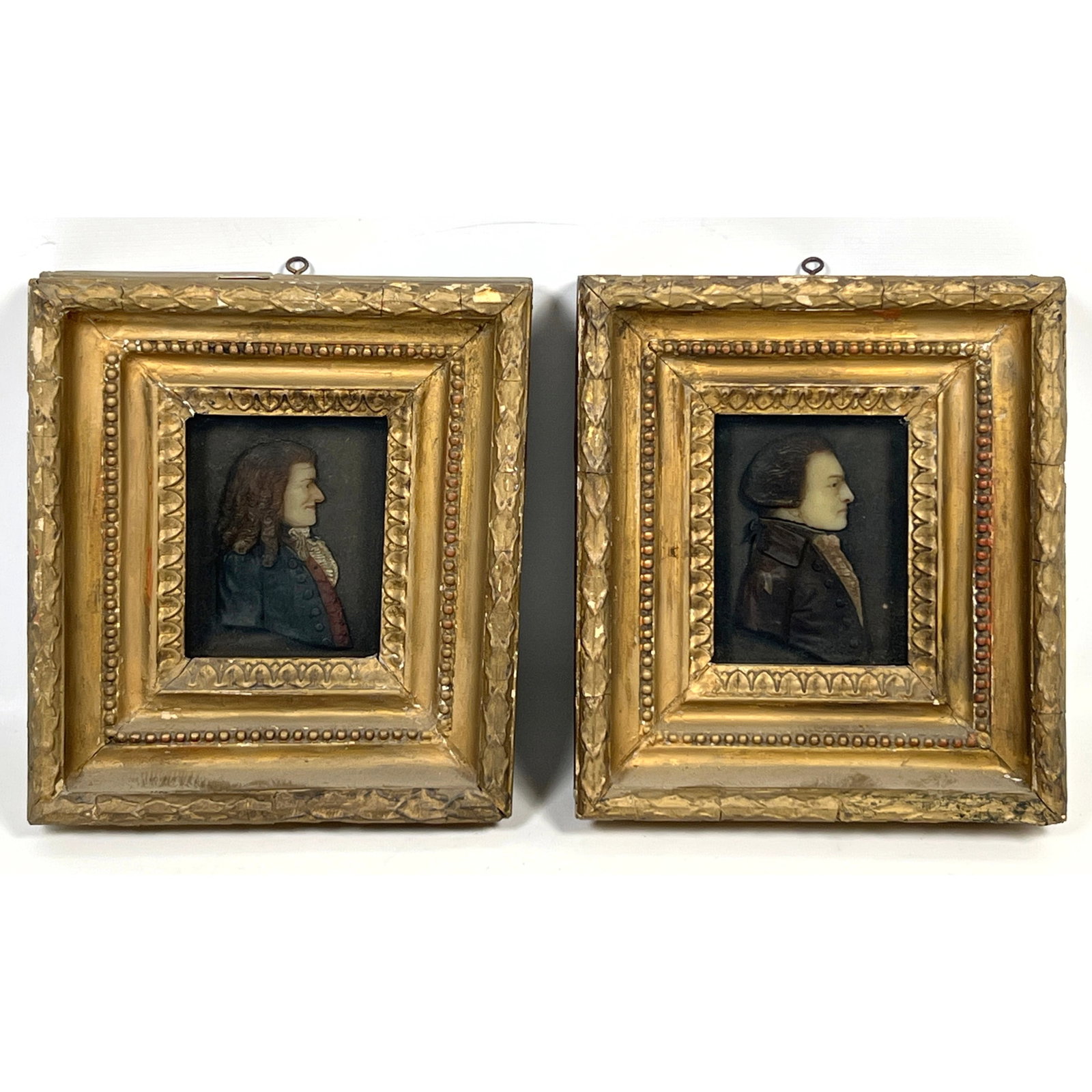 Matched Pair Continental School, 19th century Wax Portrait Carved sculptures. French Revolutionary l: Matched Pair Continental School, 19th century Wax Portrait Carved sculptures. French Revolutionary leader Maximilien Robespierre Dimensions: Height: 9.5 inches, Width: 8.5 inches. --- US Packing and S