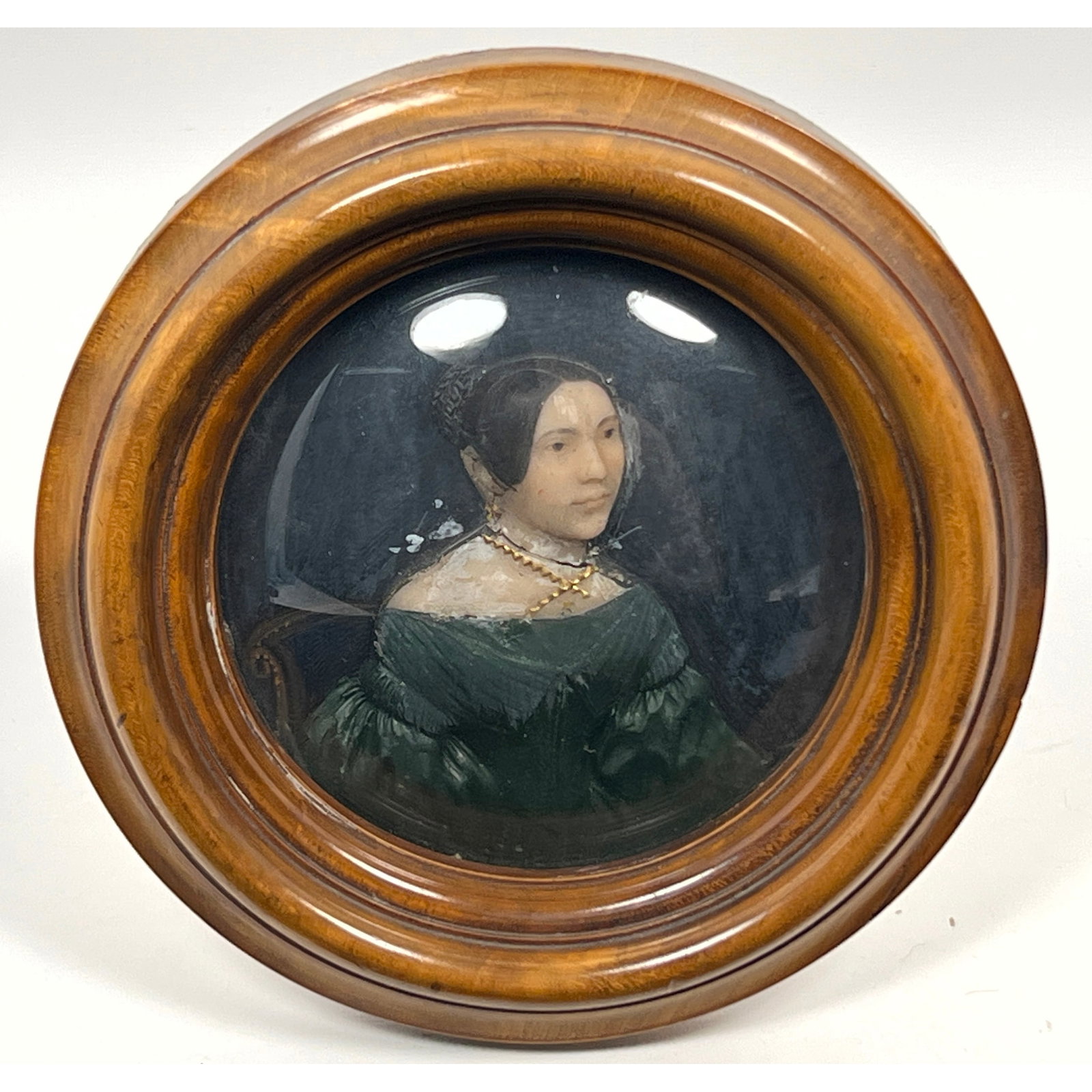 Mid-19th-century Victorian wax relief miniature portrait carving sculpture. Young woman. (1 of 7)