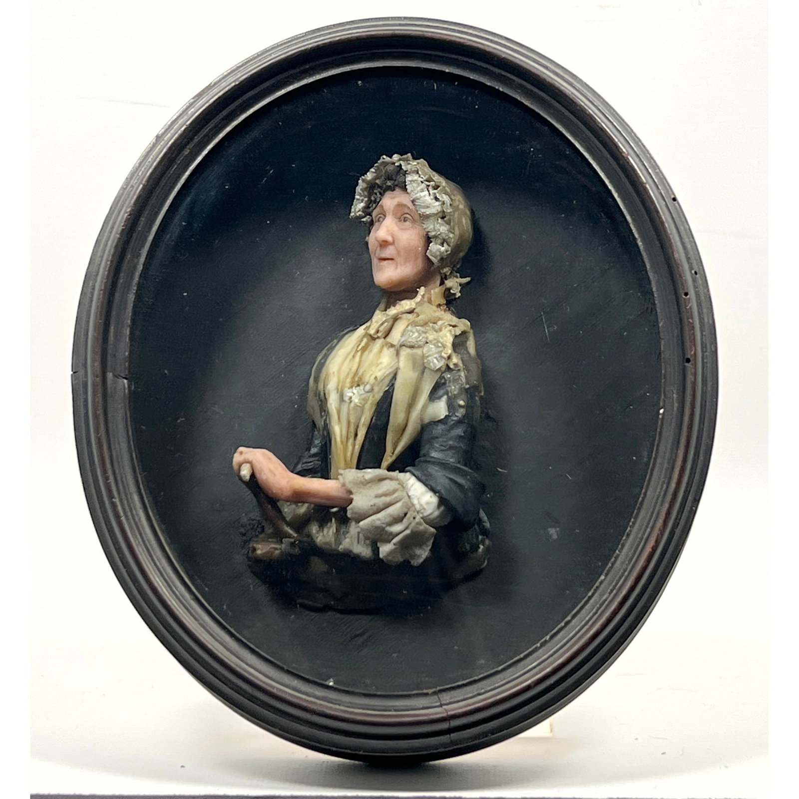 Antique deep wax relief portrait carving sculpture s attributed to Samuel Percy. paper backing bears: Antique deep wax relief portrait carving sculpture s attributed to Samuel Percy. paper backing bears a small printed label for E. GROSVENOR PAINE, a noted dealer and collector of portrait miniatures D