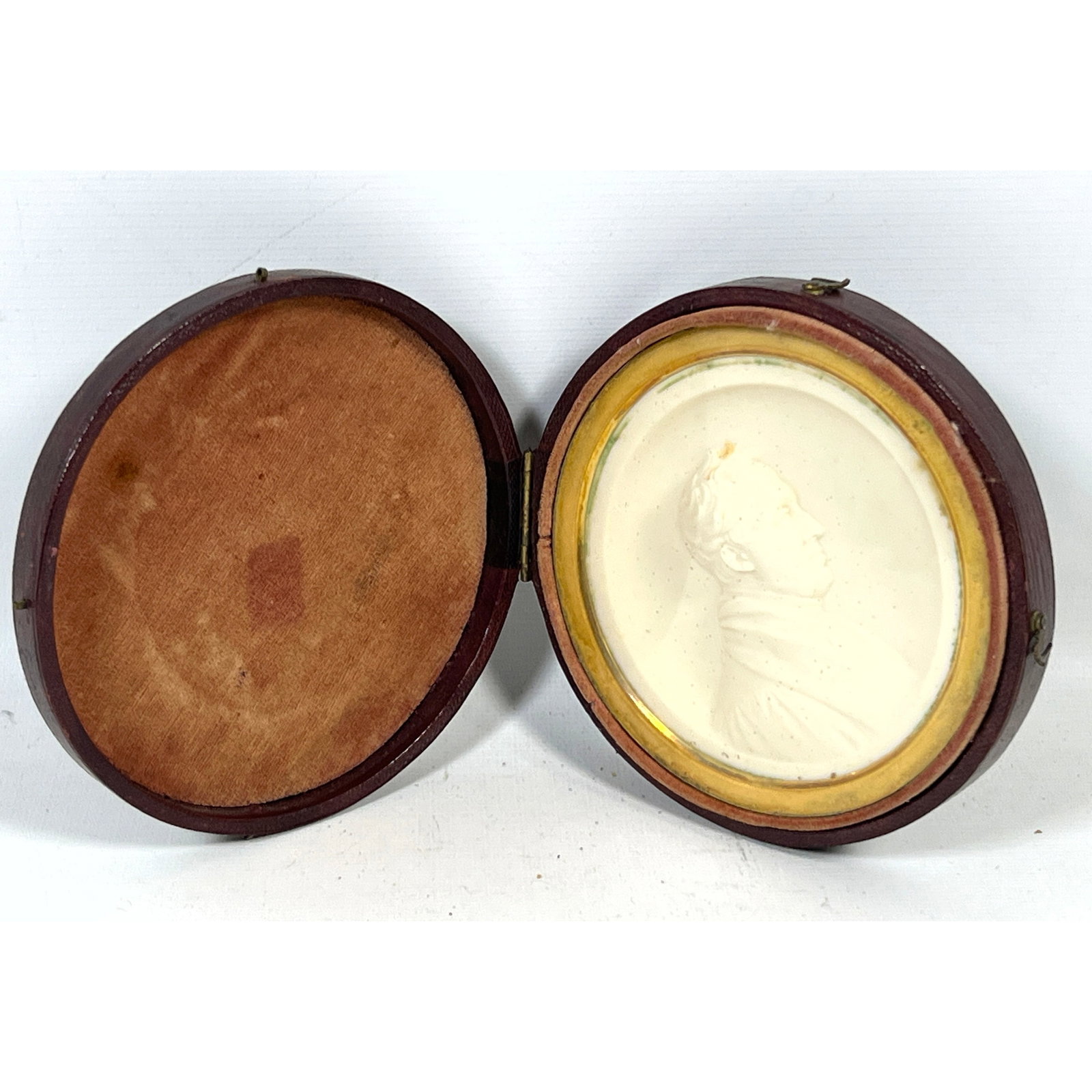 Antique Wax carved sculpture in neoclassical style relief portrait bust depicts Napoleon Bonaparte (1 of 7)