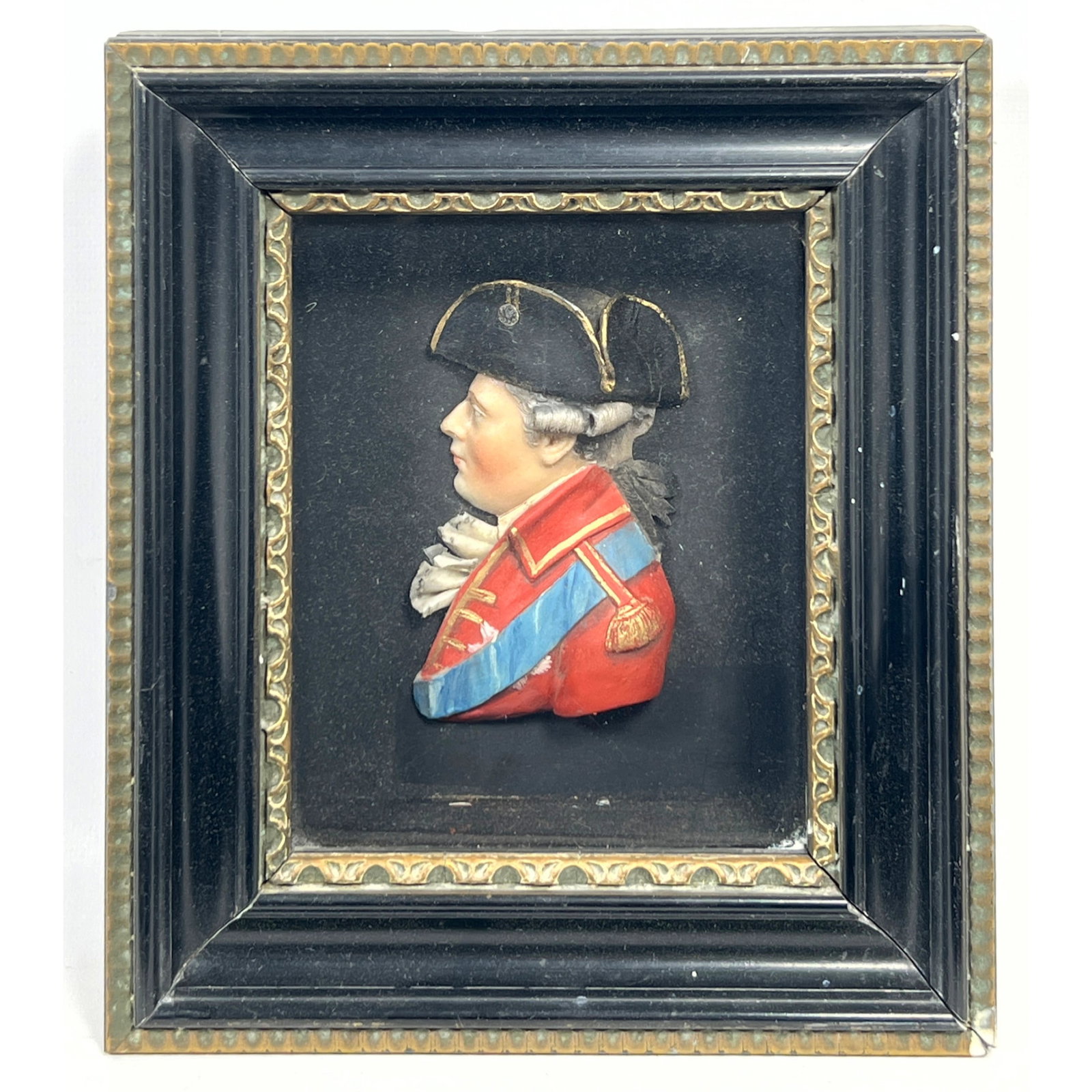 Antique Polychrome wax relief miniature portrait depicts a gentleman in profile. THE DUKE OF BRIDGEW: Antique Polychrome wax relief miniature portrait depicts a gentleman in profile. THE DUKE OF BRIDGEWATER. See video: https://youtube.com/watch?v=luZYvXALAgQ Dimensions: Height: 8.5 inches, Width: 7.5 