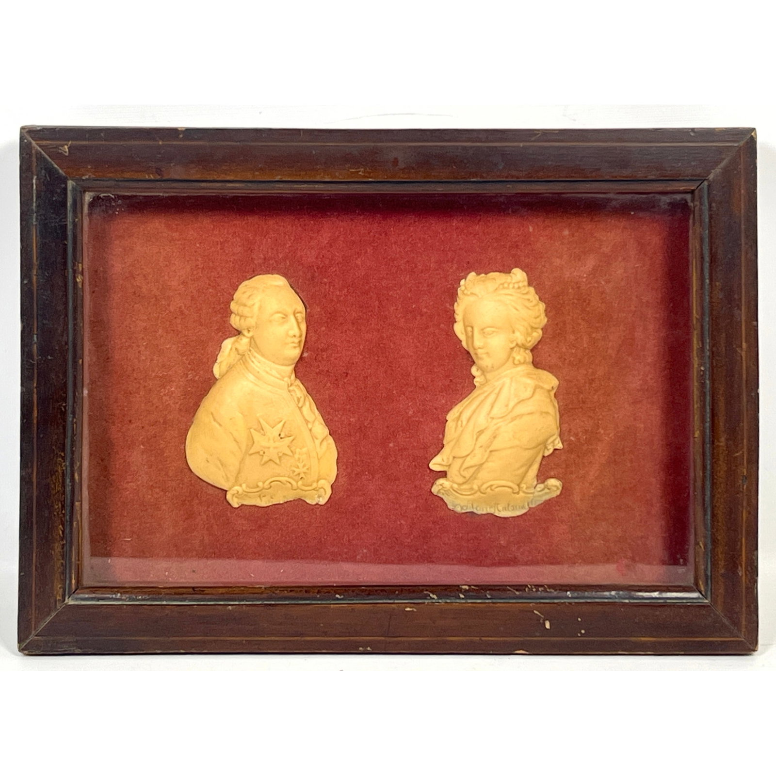 Pair Carved Wax relief sculpture portrait busts depicting King Louis XVI and Queen Marie Antoinette (1 of 7)