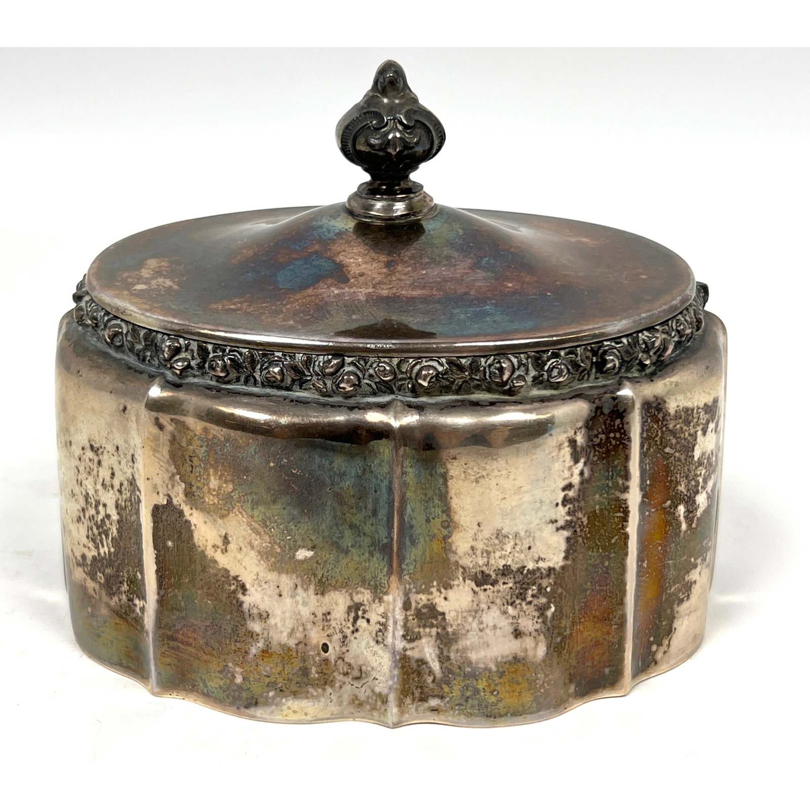 Vienna Austrian Antique .800 Silver Lidded Box. Possibly a Tea Caddy. Shaped form with decorative re (1 of 14)