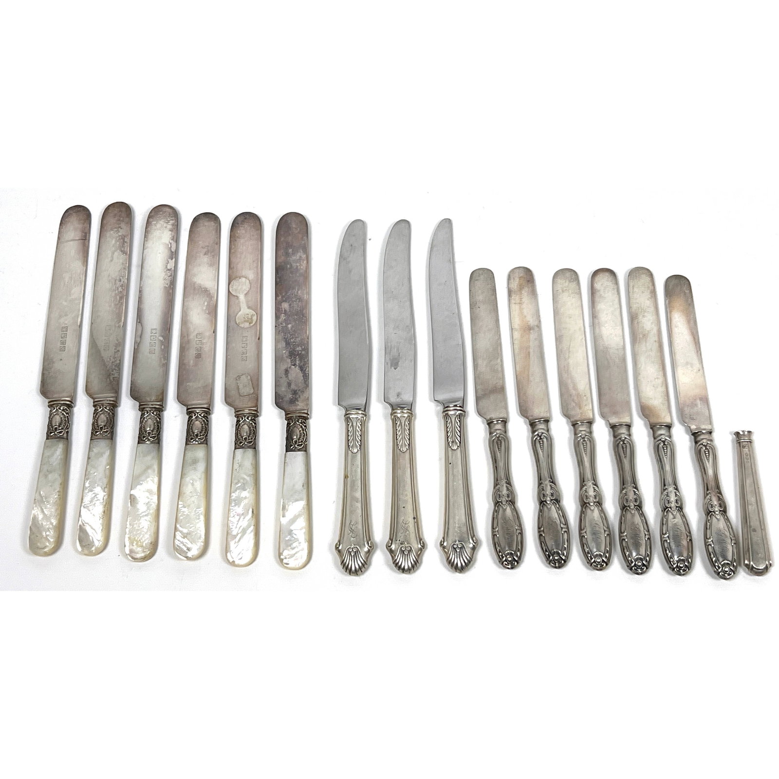 Silver Knives. Sterling handled, Sterling and mother of pearl, etc. (1 of 18)