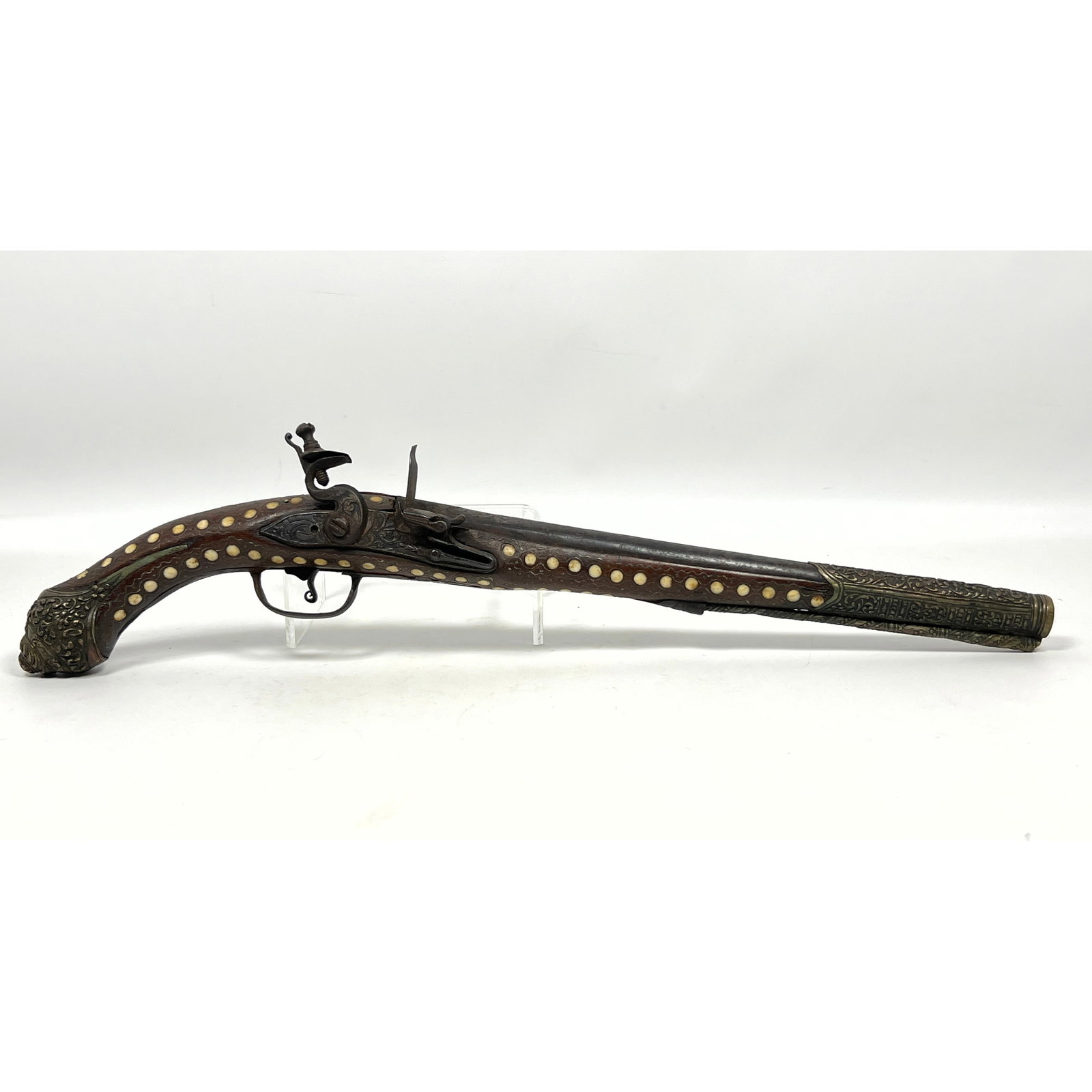 Antique muzzleloading flintlock pistol, of the style known as a Kubur from the Ottoman or Balkan reg (1 of 15)
