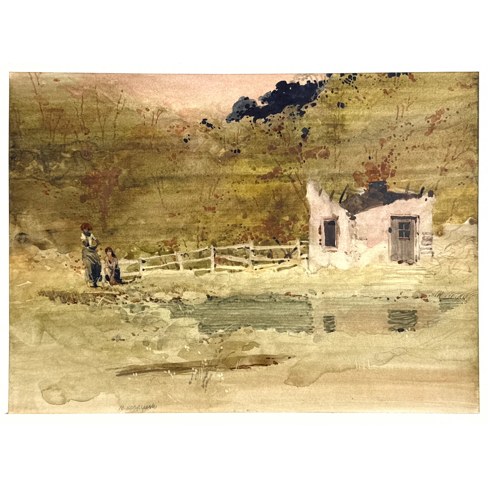 MILT KOBAYASHI Original Painting, Property of the Franklin Library stamp on the verso along with han: MILT KOBAYASHI Original Painting, Property of the Franklin Library stamp on the verso along with handwritten notes identifying the title as Godwin / Finishing School. Dimensions: Height: 12.5 inches,