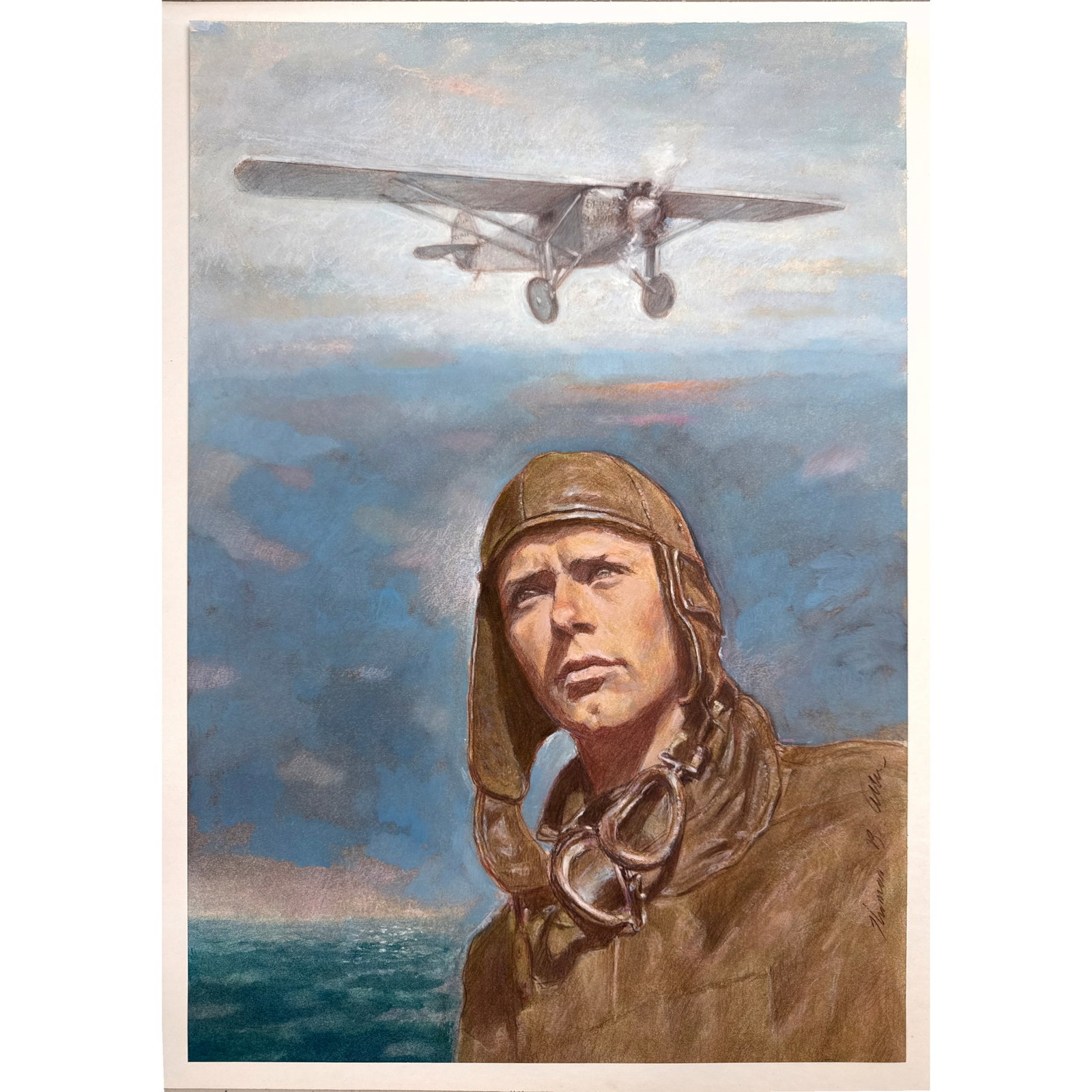 TOM ALLEN "The spirit of St. Louis" Charles Lindbergh Original Pastel on paper. Created for The Fran (1 of 11)