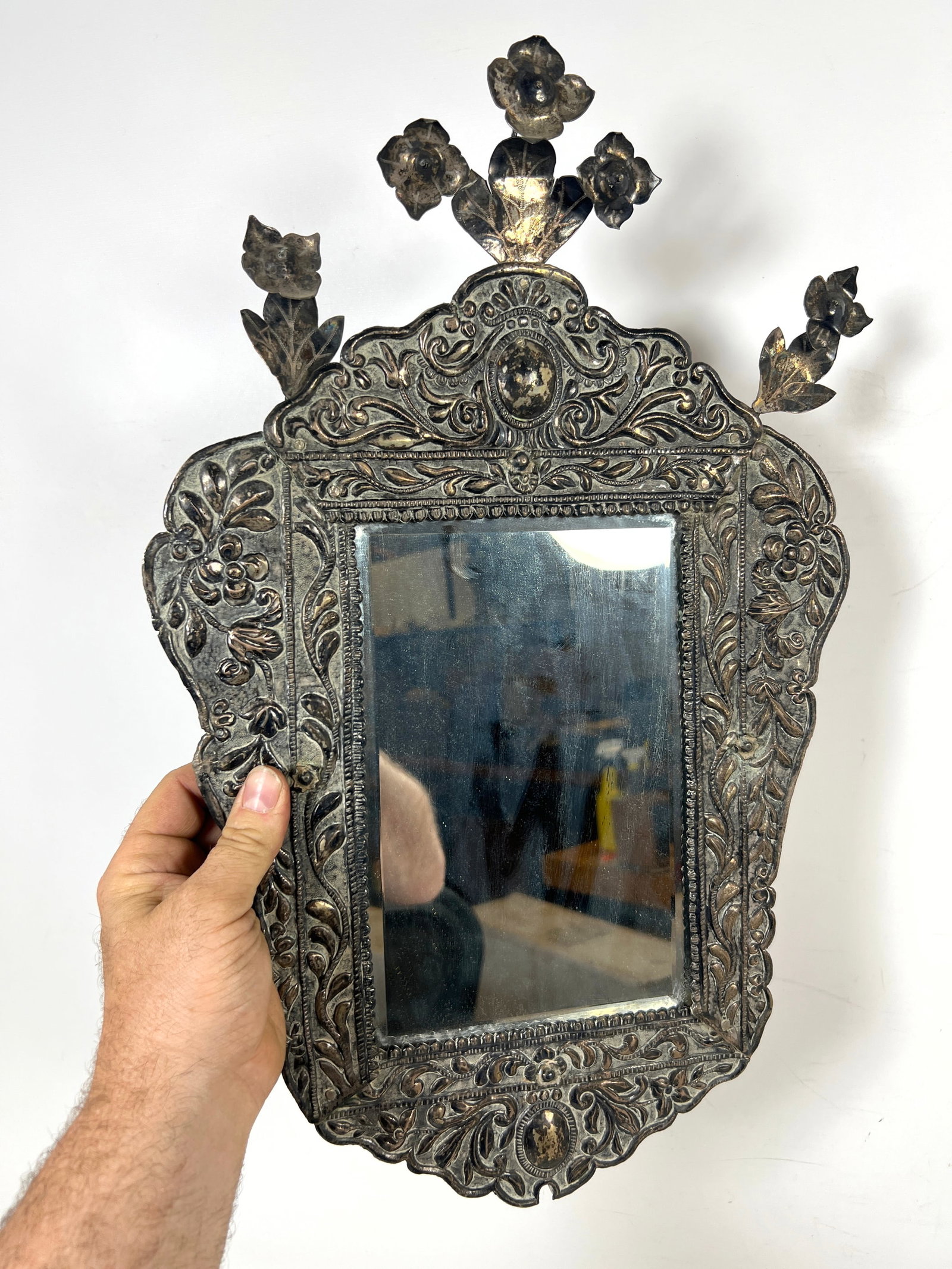 2pcs Antique Silver Mirror Frames. Small wall mirrors. - 2