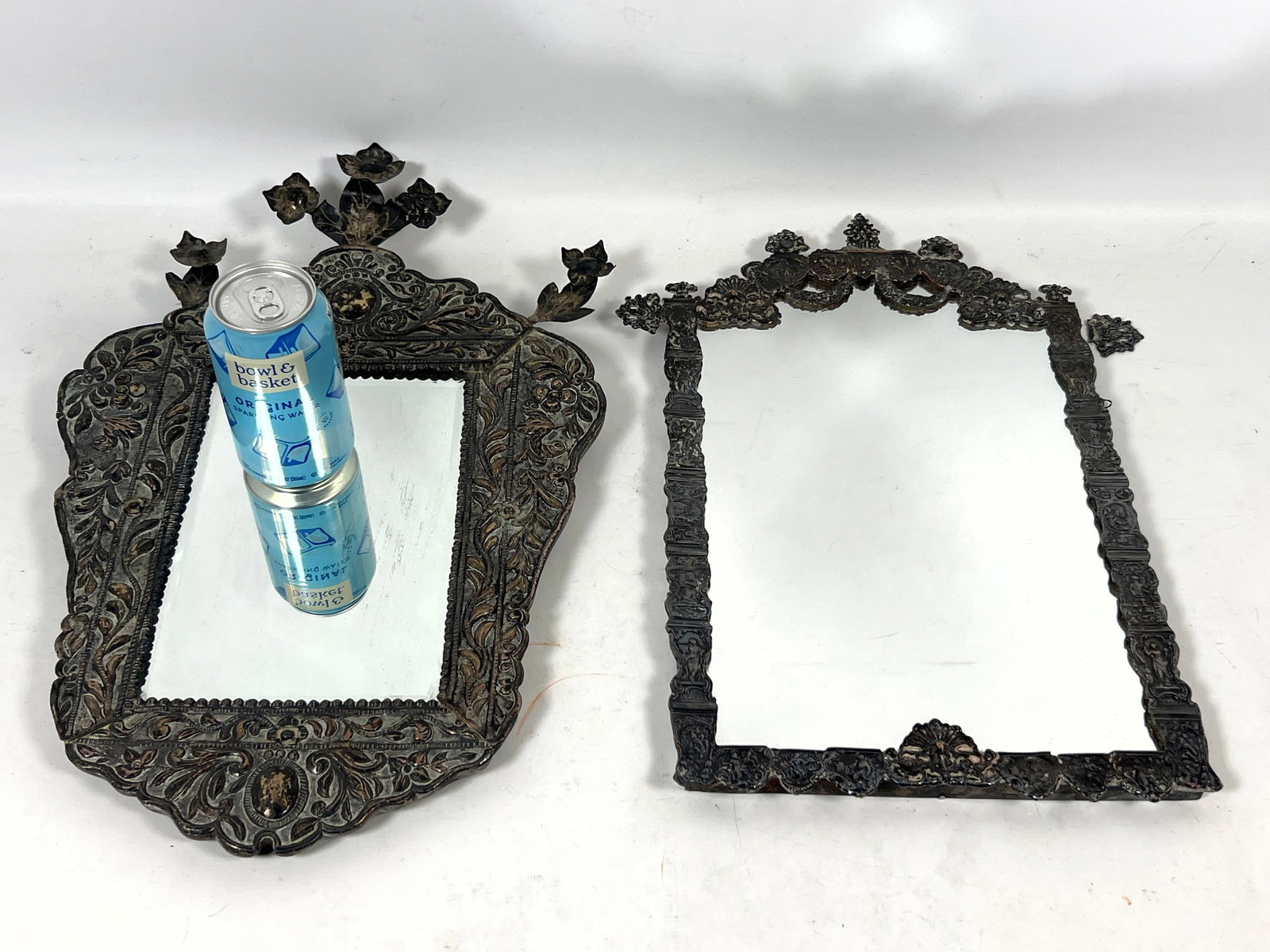 2pcs Antique Silver Mirror Frames. Small wall mirrors. - 3