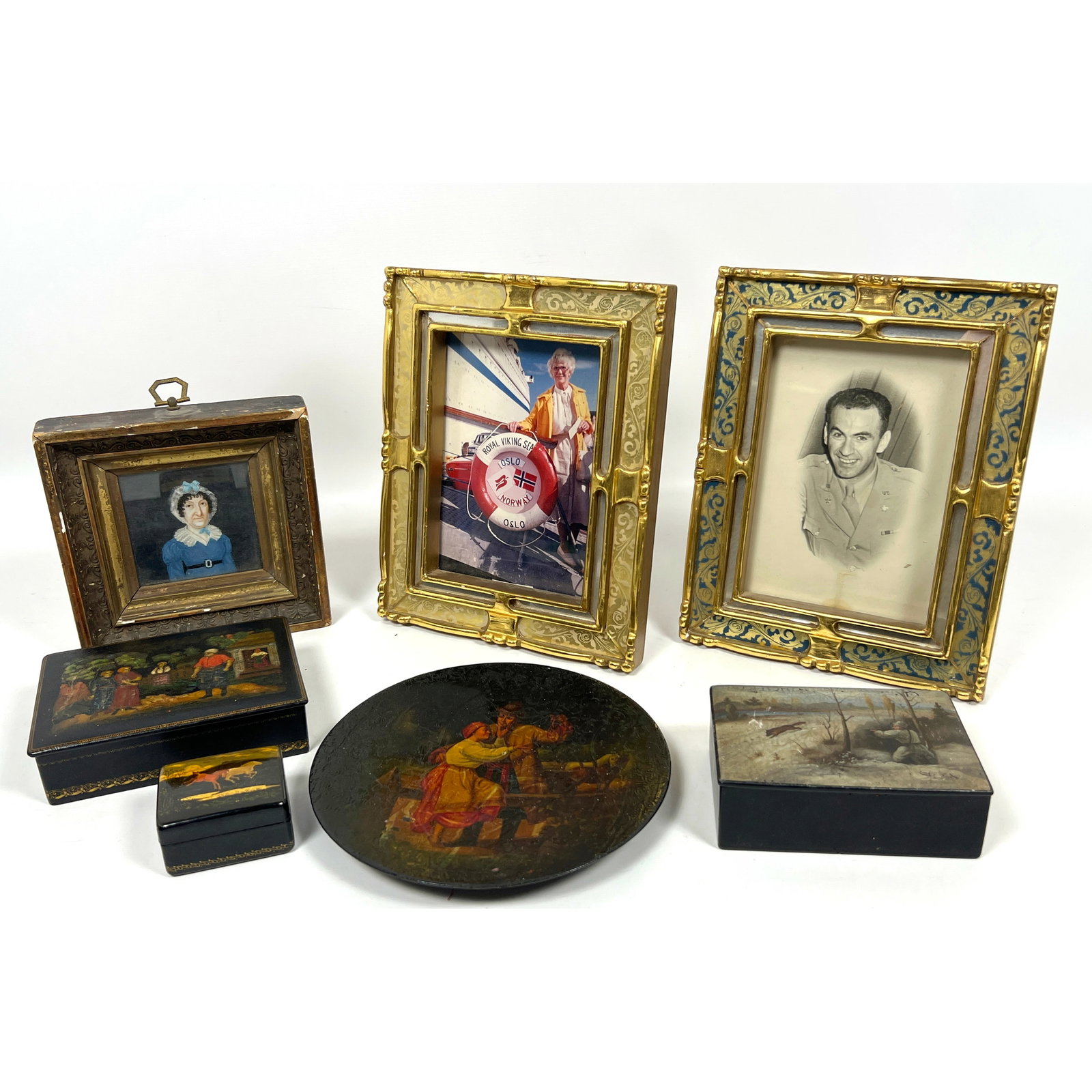 Small Objects Lot. Small antique Portrait Painting, 2 Gilt Wood Frames, 3 Small Soviet Union Russian (1 of 20)