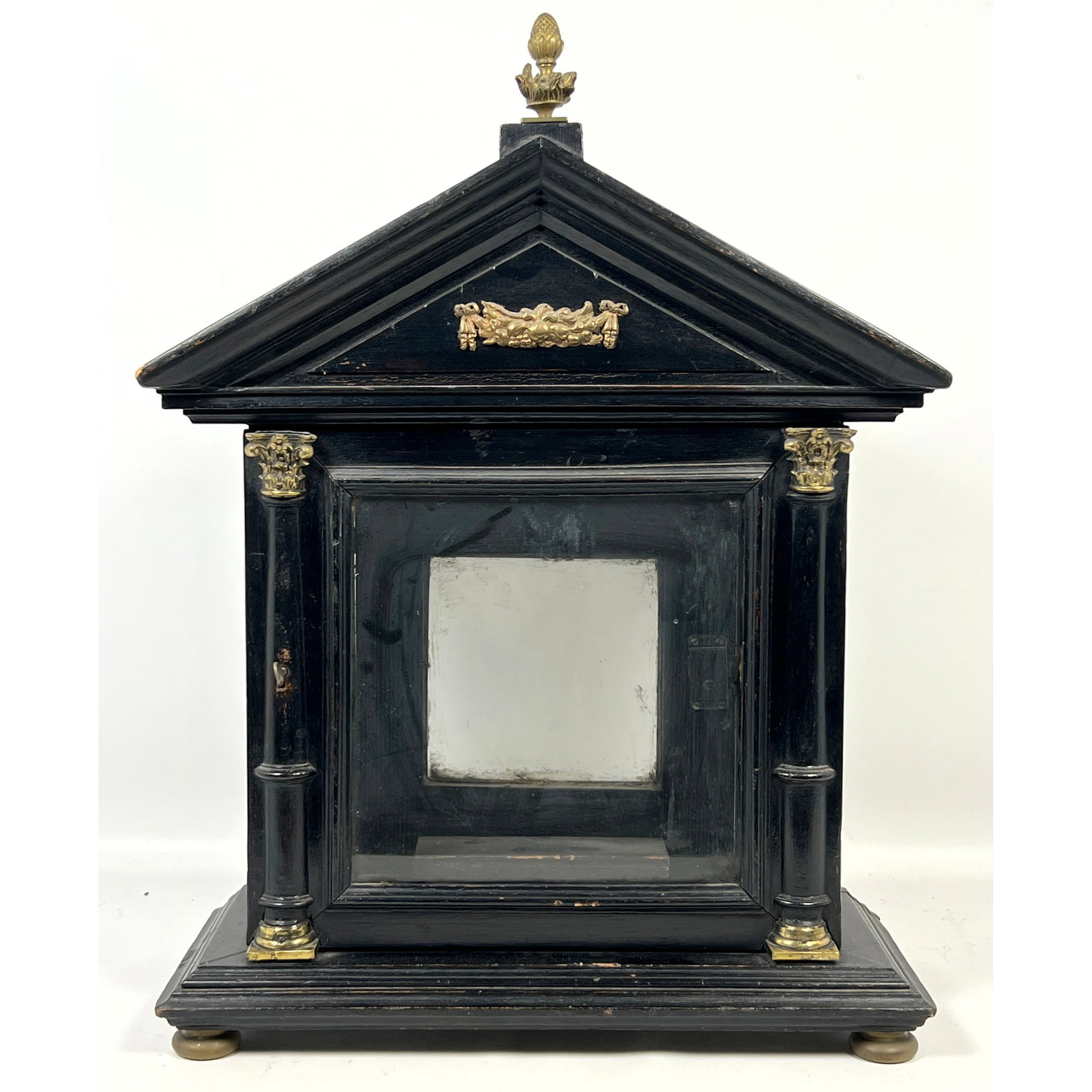 Antique Ebonized Display Case Vitrine. Neoclassical style. Brass mounted. (1 of 13)
