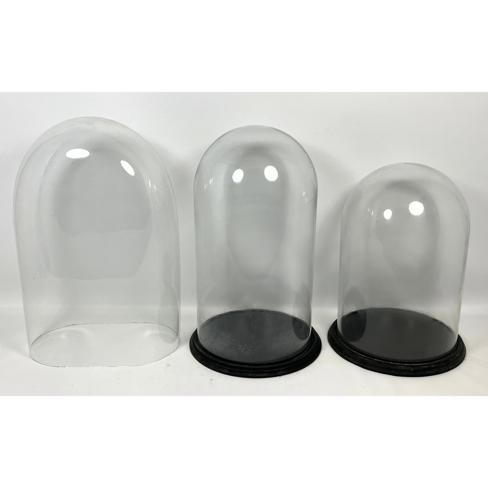 2pcs Vintage Glass Display Domes. 2 with wood bases. (1 of 13)