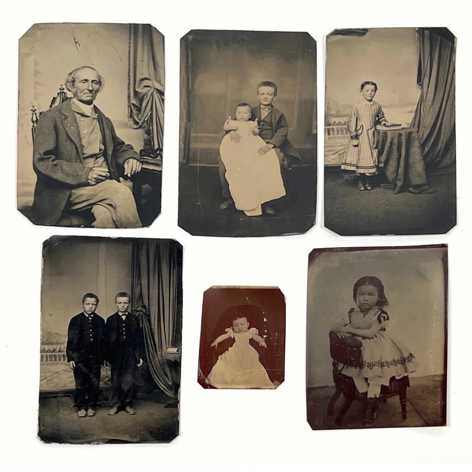 6pcs 19th century tintypes, also known as ferrotypes, depicting various Victorian-era subjects in st (1 of 14)