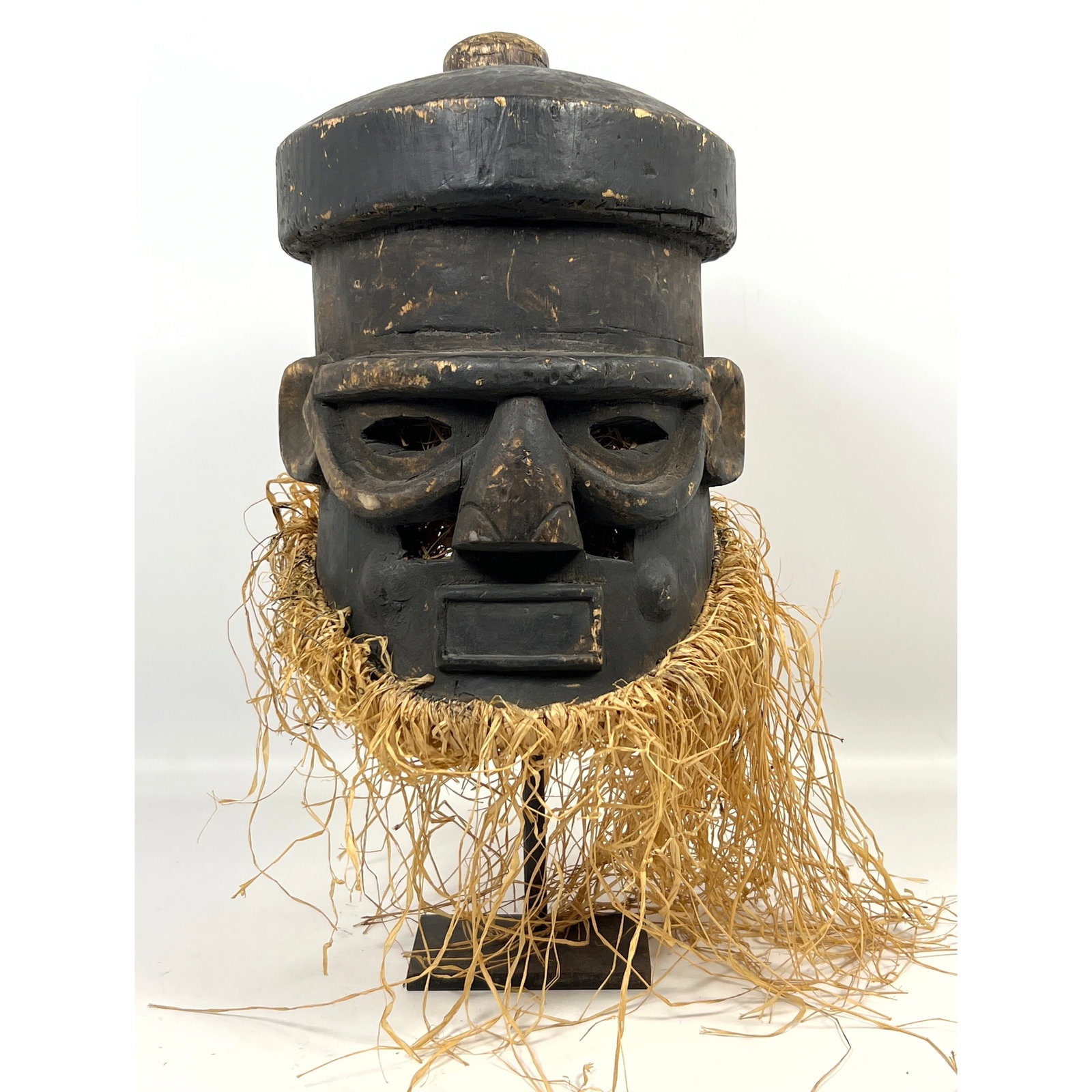 Large hand-carved wooden helmet mask. Characteristic of the Grebo or Kru peoples of Liberia (1 of 9)