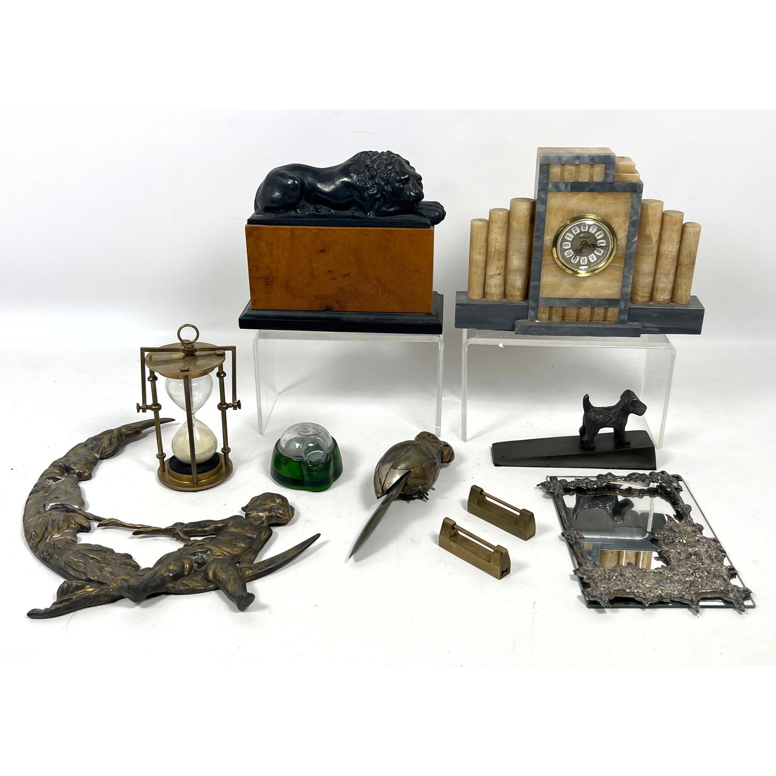 Mixed Collectors Objects. Marble Clock, Metal Frames, Eclipse Inkwell, Brass Timer, etc. (1 of 20)