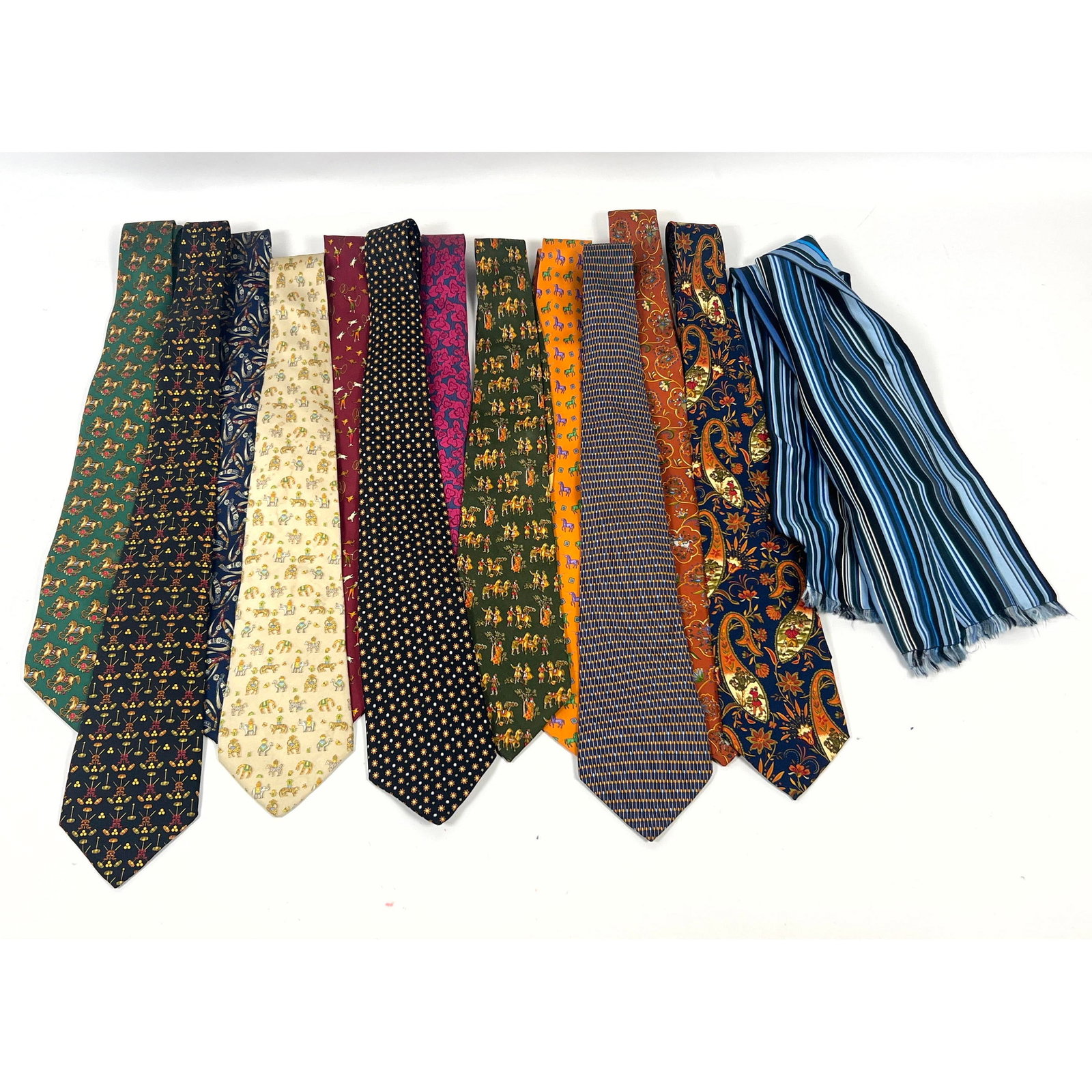 12pcs Vintage Ties. Ten neckties are by Salvatore Ferragamo, all made in Italy of 100 percent silk a (1 of 14)