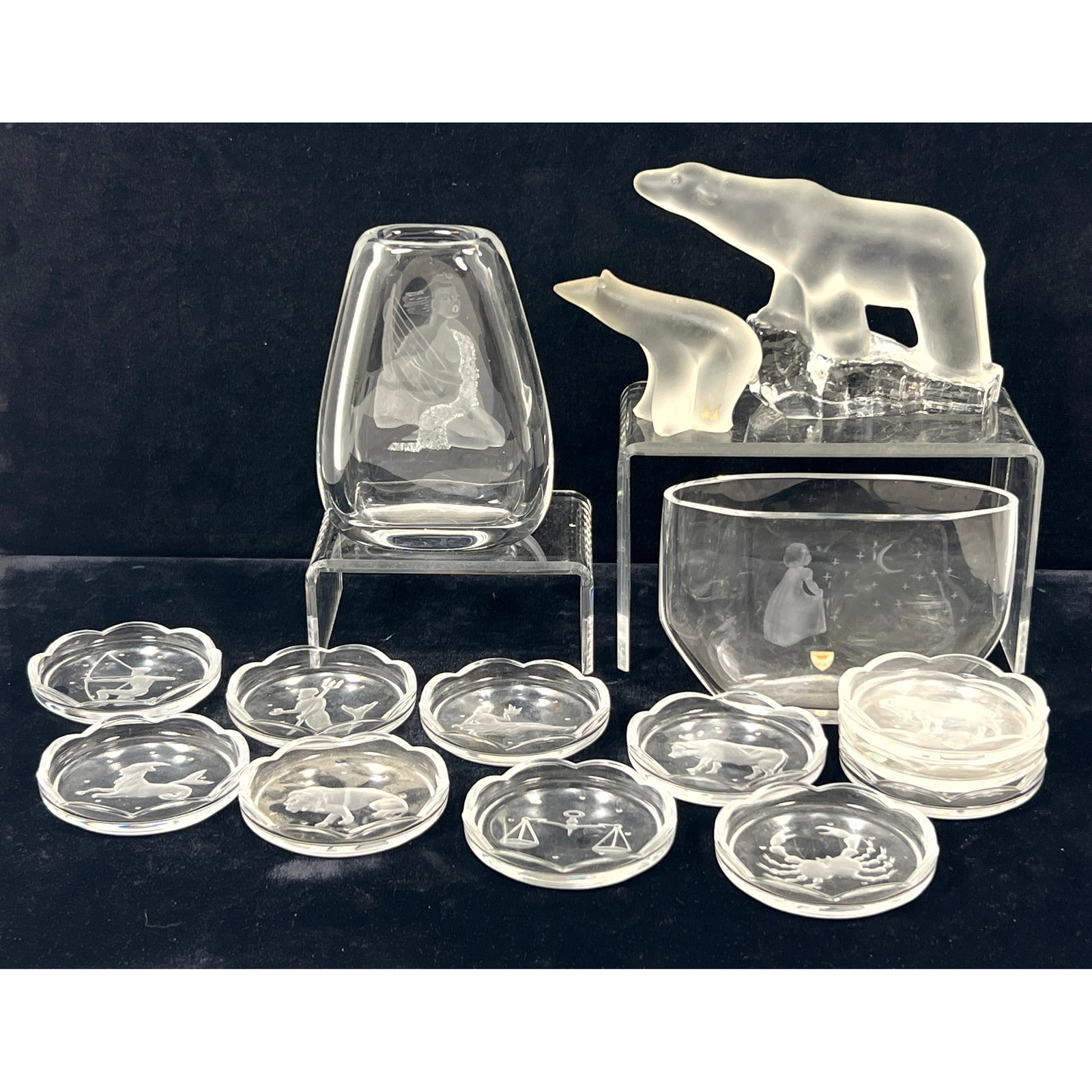 European Crystal Lot. The collection includes a clear glass bowl by Orrefors with a tapered rectangu (1 of 14)