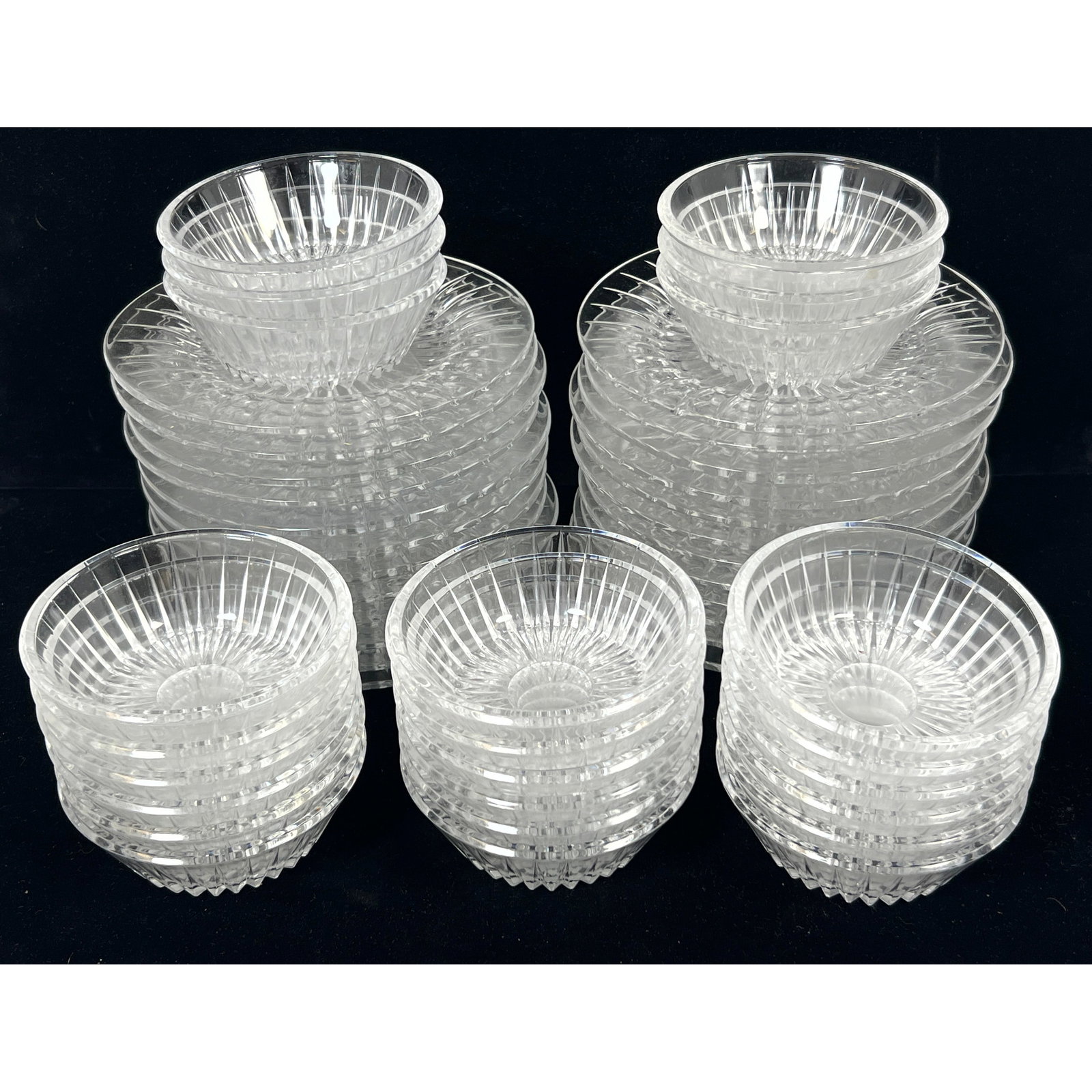 Val Saint Lambert of Belgium Crystal Dessert or Salad Set. 24 plates 24 bowls (1 of 13)