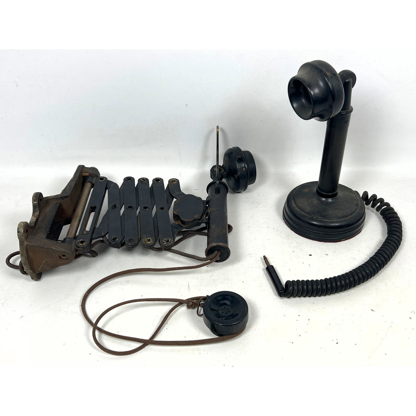 2pcs Manual telephones by Western Electric. Wall mount with extender, and Candlestick Phone. Telesco (1 of 16)