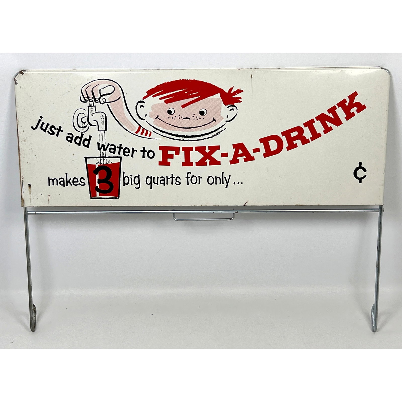 Vintage Fix A Drink Enamel Metal Advertising Sign. (1 of 8)