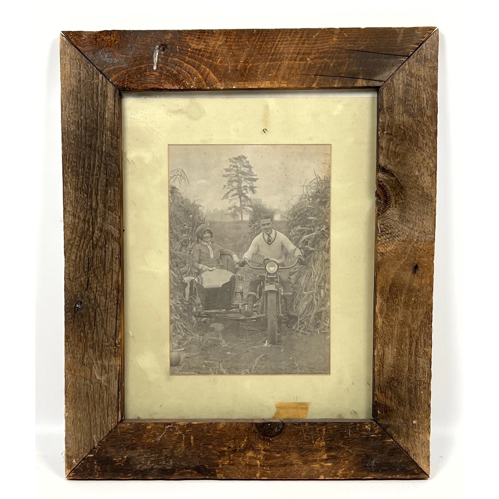 Sepia-toned print Photograph attributed to Rolland Hendrickson. Motorcycle with Side Car. (1 of 8)