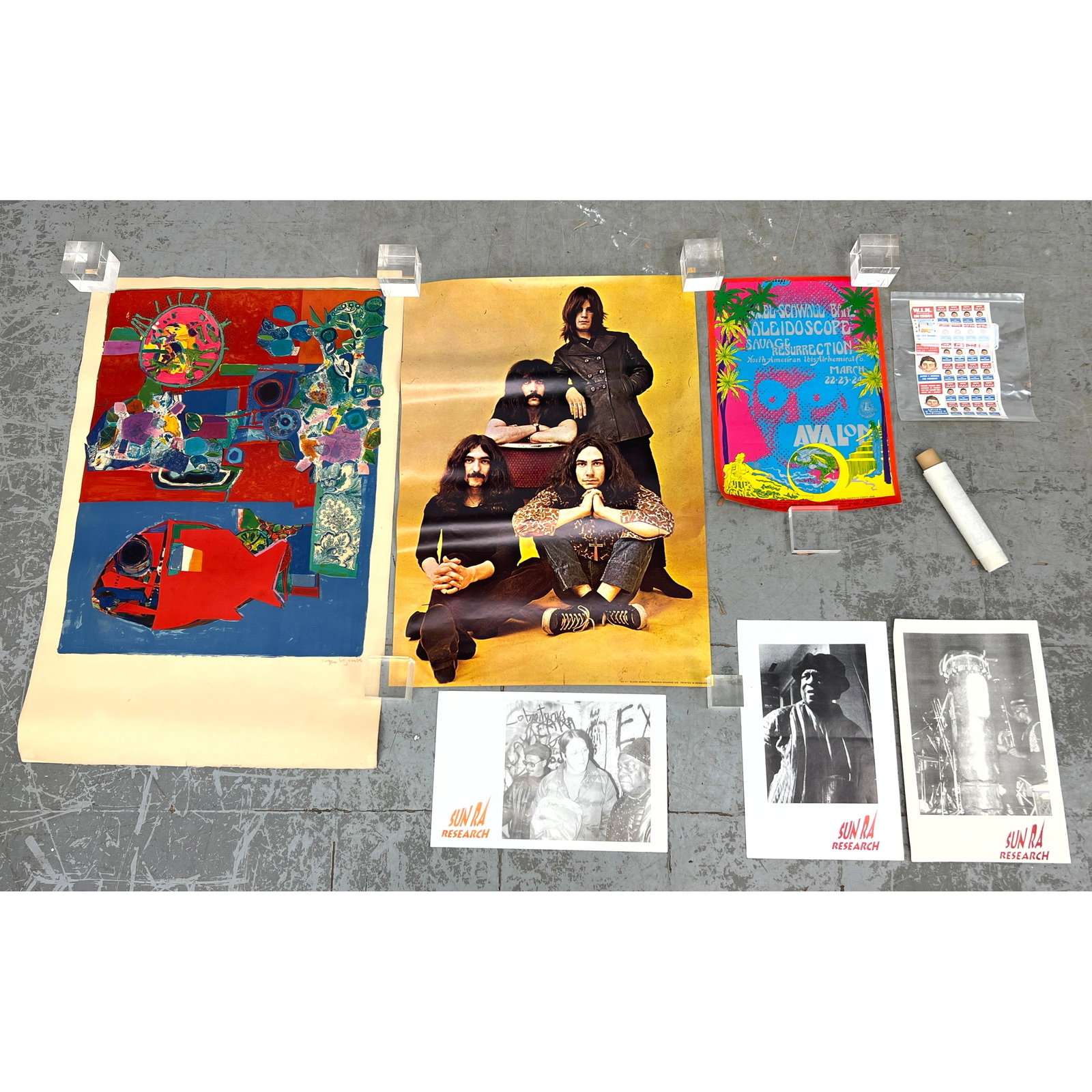 Mixed ephemera and Poster Lot. Roger Bezombes, Black Sabbath promotional poster, 1968 psychedelic co (1 of 20)