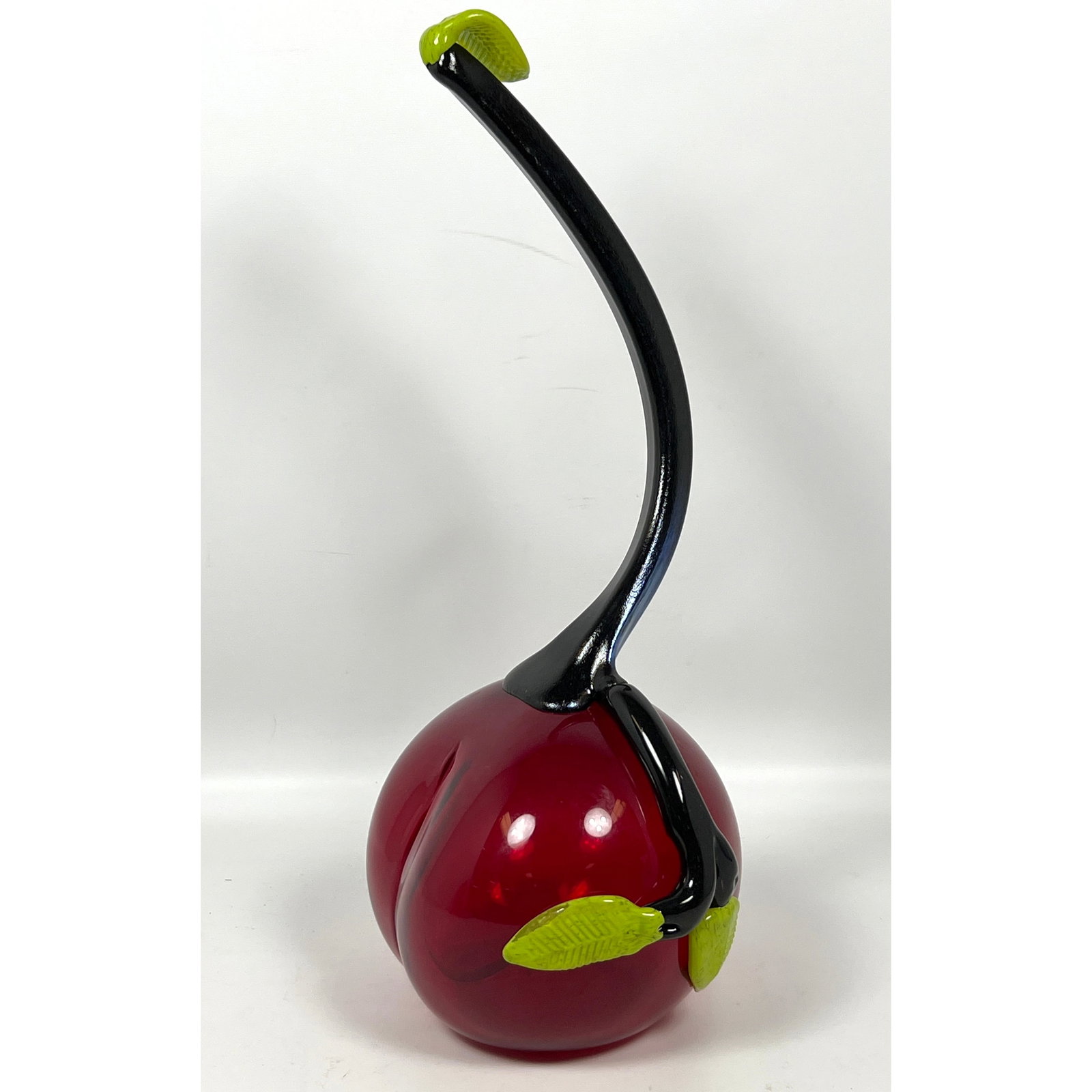 Stephen Nelson Large-scale contemporary art glass sculpture of a cherry.: Stephen Nelson Large-scale contemporary art glass sculpture of a cherry. Dimensions: Height: 20 inches, Width: 9 inches, Depth: 8 inches. ---