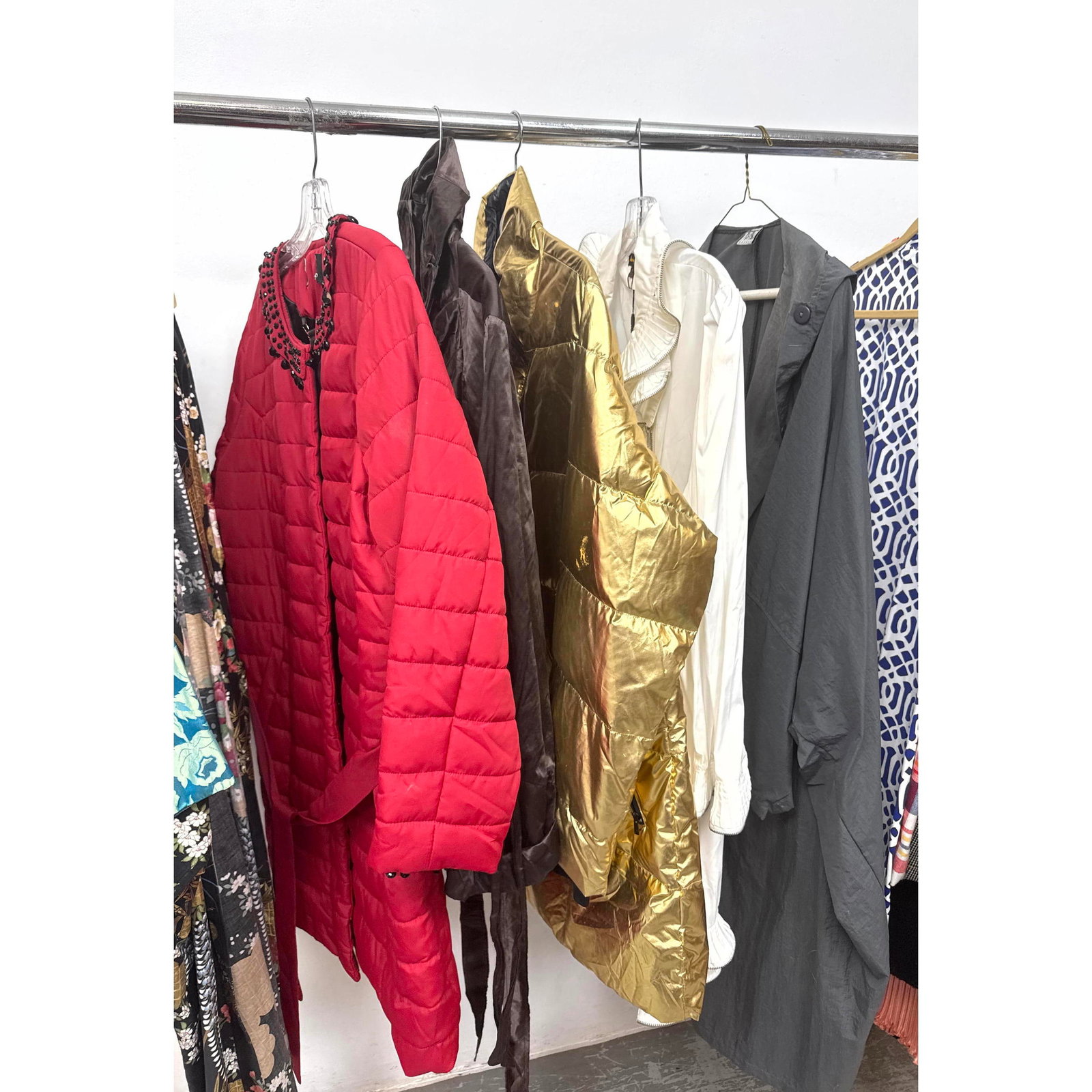 5pcs Fashion Coats and Jackets. G by Giuliana metallic gold puffer jacket featuring an asymmetrical (1 of 17)