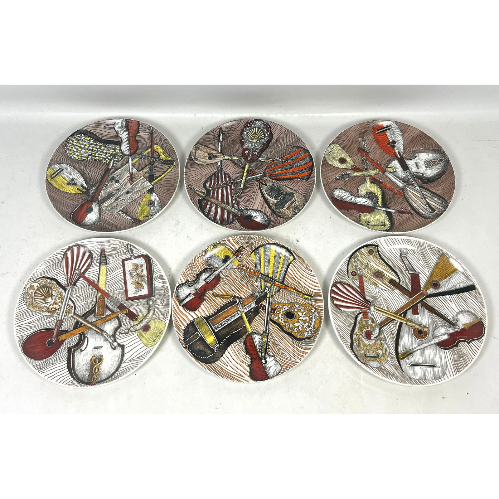 6pc Set Piero Fornasetti Milano Instrumenti Musicali Decorative Ceramic Plates. Made in Italy. (1 of 19)