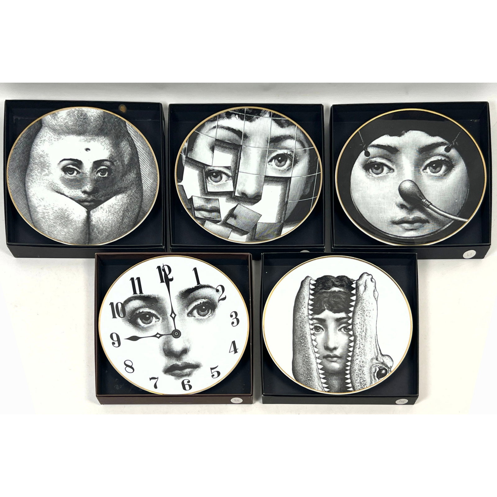 5pc Set Piero Fornasetti for Rosenthal Temi e variazioni Porcelain Plates featuring Lina Cavalieri m (1 of 18)