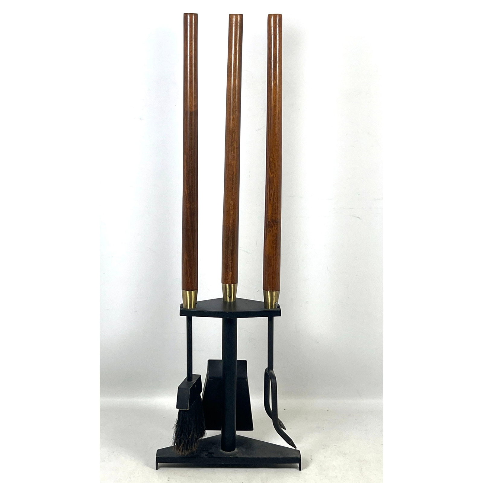 Mid-Century Modern Seymour Manufacturing Company 4pc Fireplace Tool Set with Tapered Wood Handles an (1 of 10)